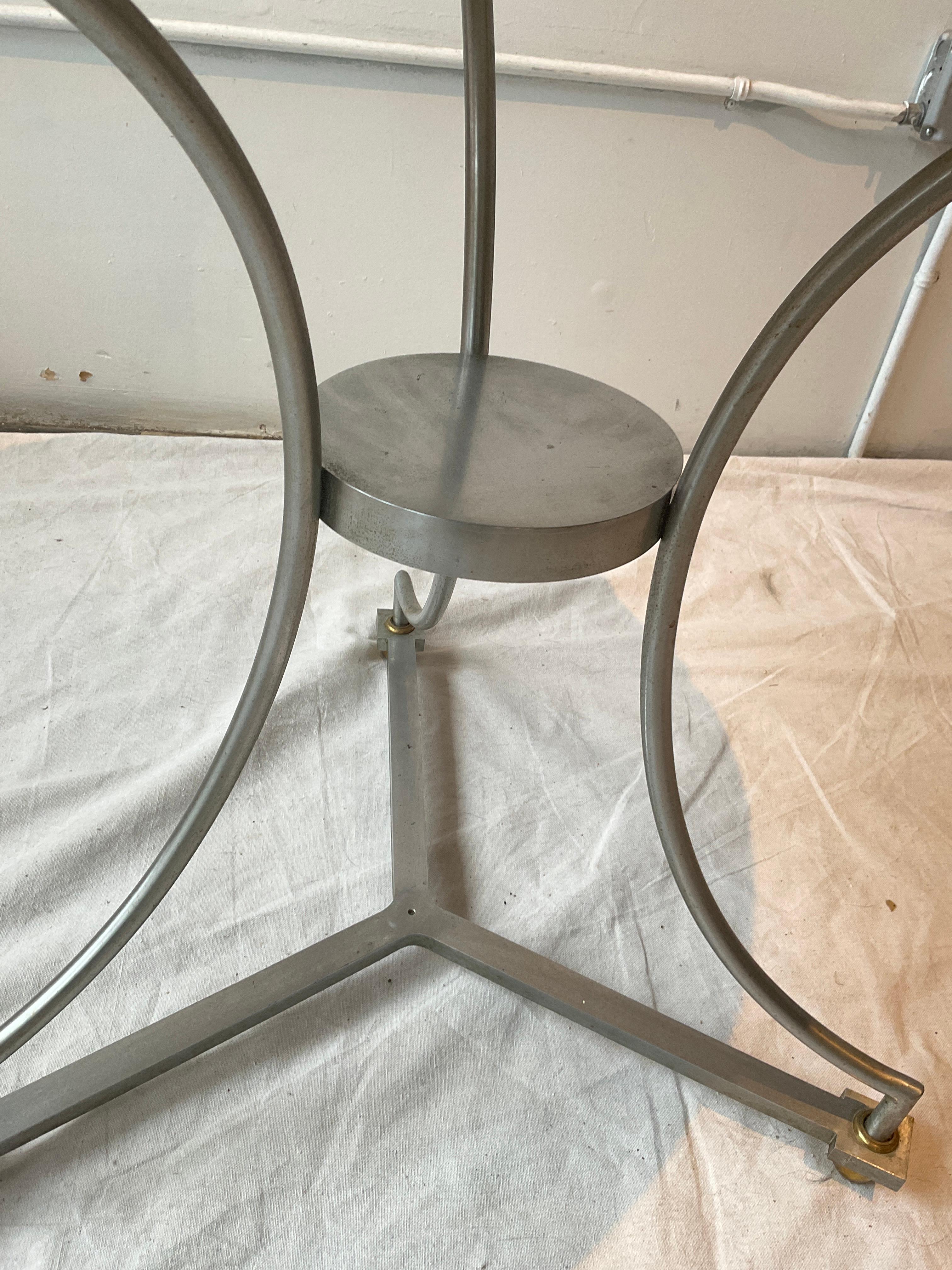 1980s Italian Gueridon Steel And Marble Top Table For Sale 1