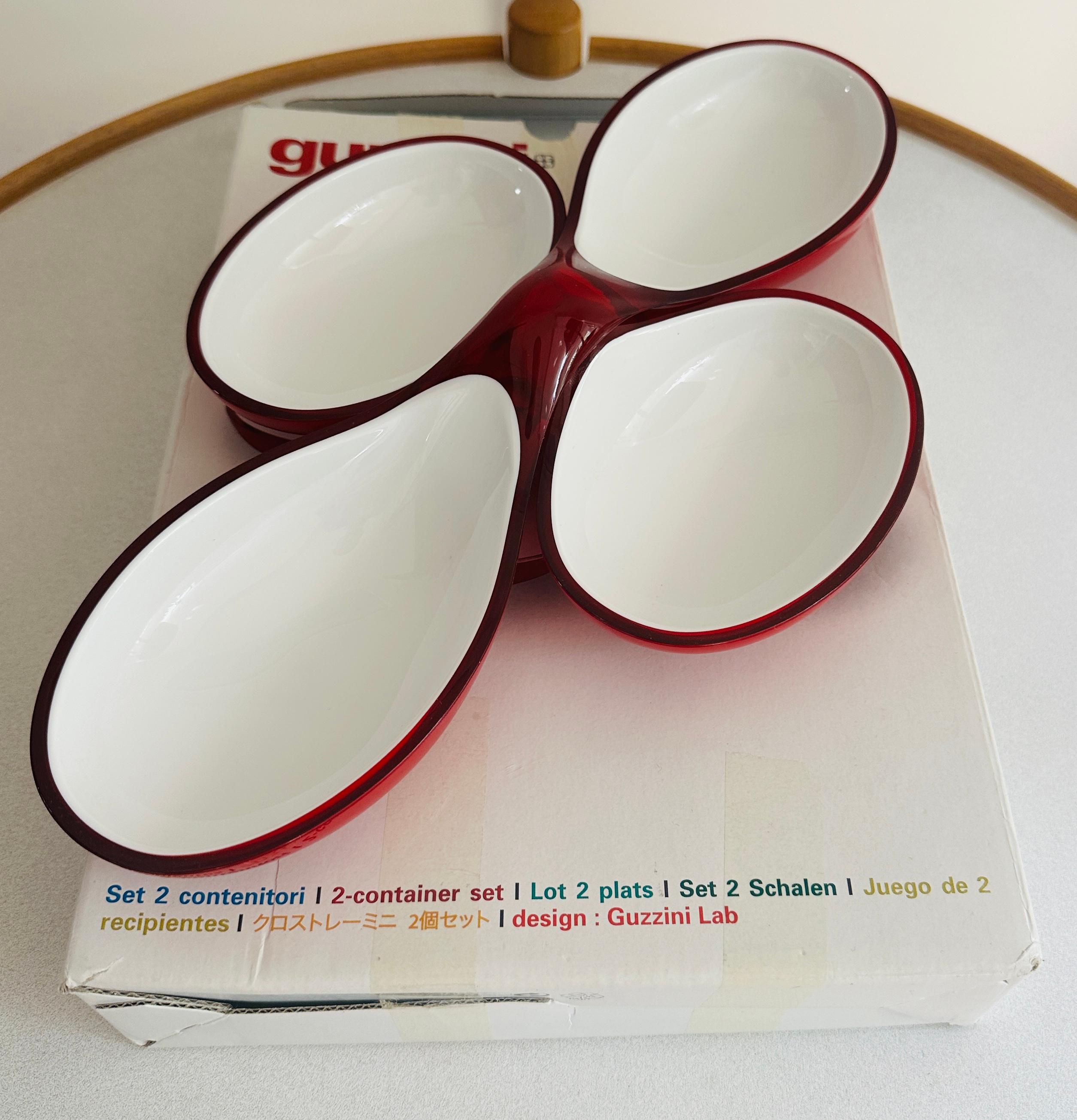 1980 Italian Guzzini Lab Interlocking Red & White Platter inc Original Box en vente 7