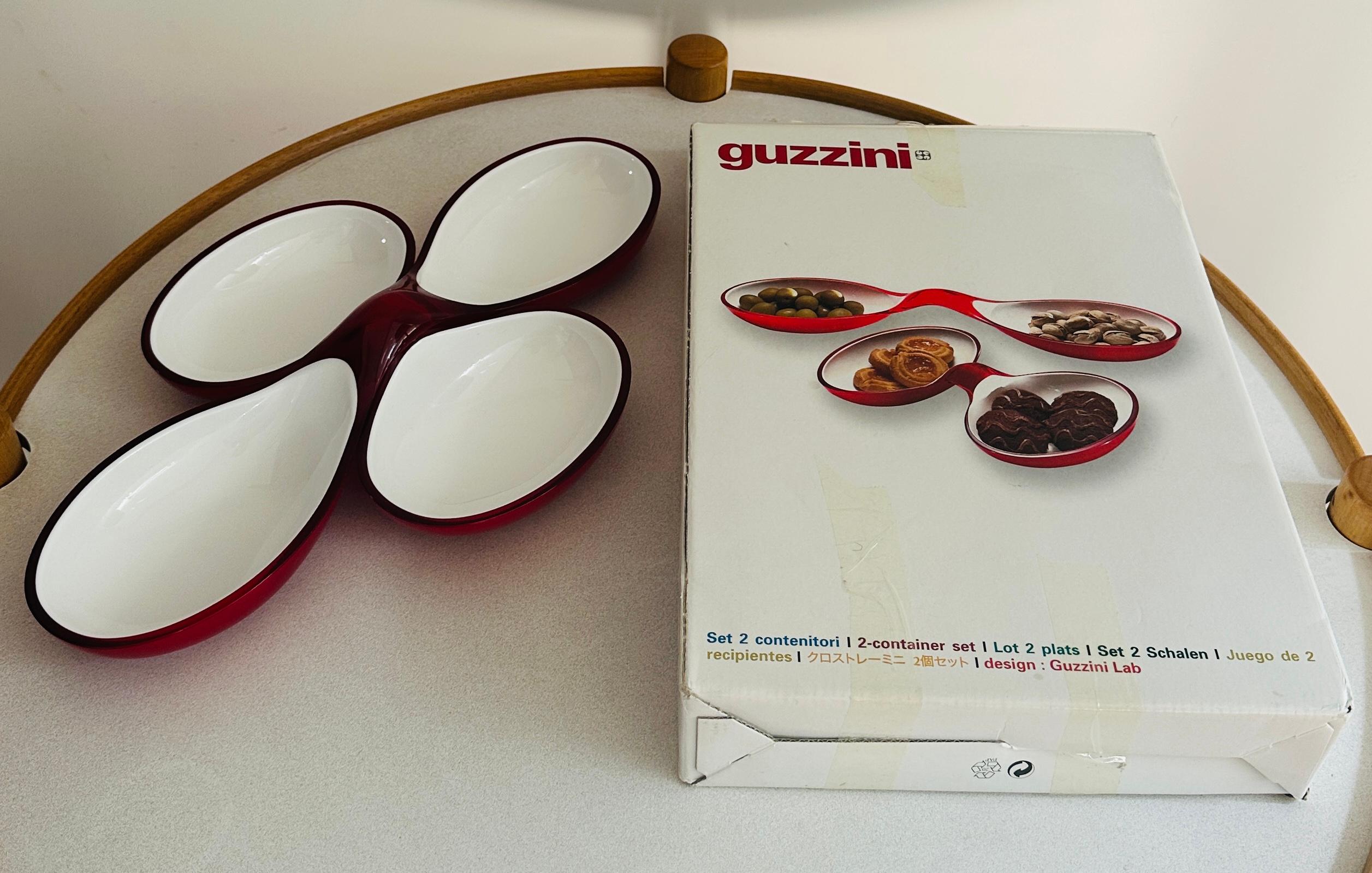 1980 Italian Guzzini Lab Interlocking Red & White Platter inc Original Box en vente 8