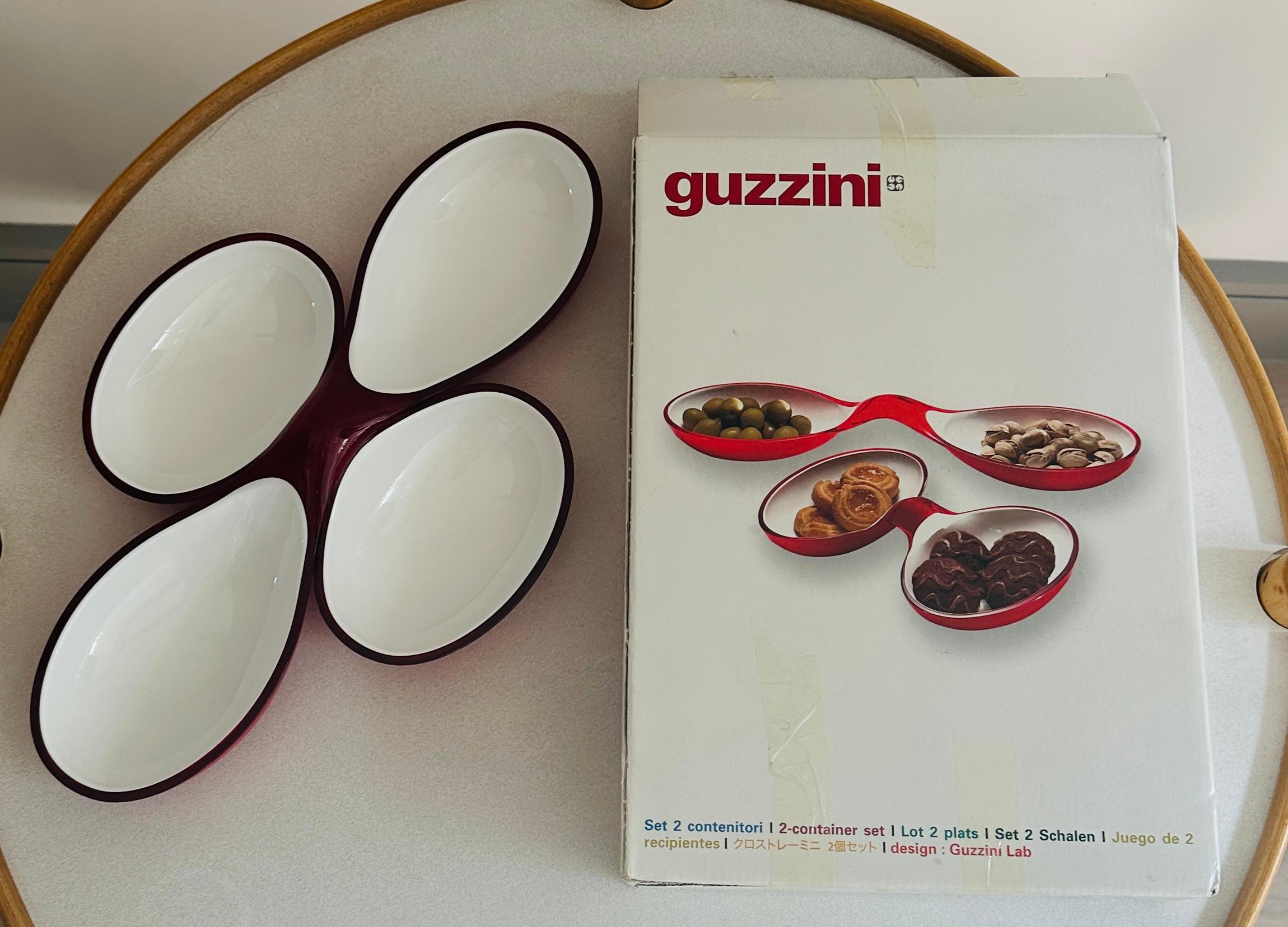 1980 Italian Guzzini Lab Interlocking Red & White Platter inc Original Box en vente 9