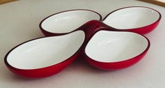 1980s Italian Guzzini Lab Interlocking Red & White Platter inc Original Box