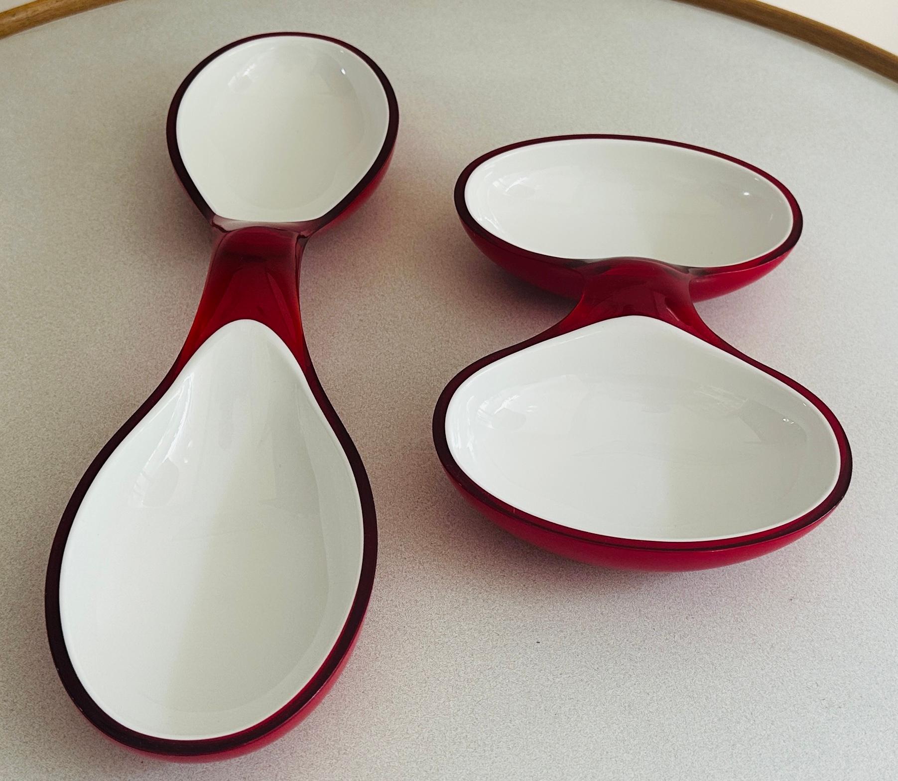 Résine 1980 Italian Guzzini Lab Interlocking Red & White Platter inc Original Box en vente