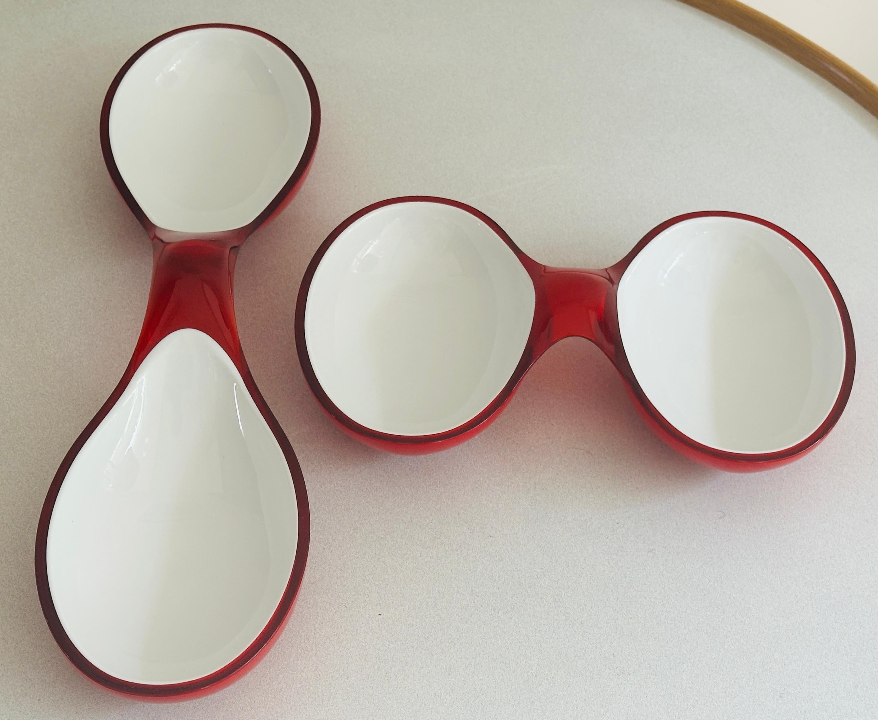 1980 Italian Guzzini Lab Interlocking Red & White Platter inc Original Box en vente 2