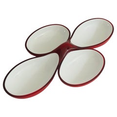 1980 Italian Guzzini Lab Interlocking Red & White Platter inc Original Box