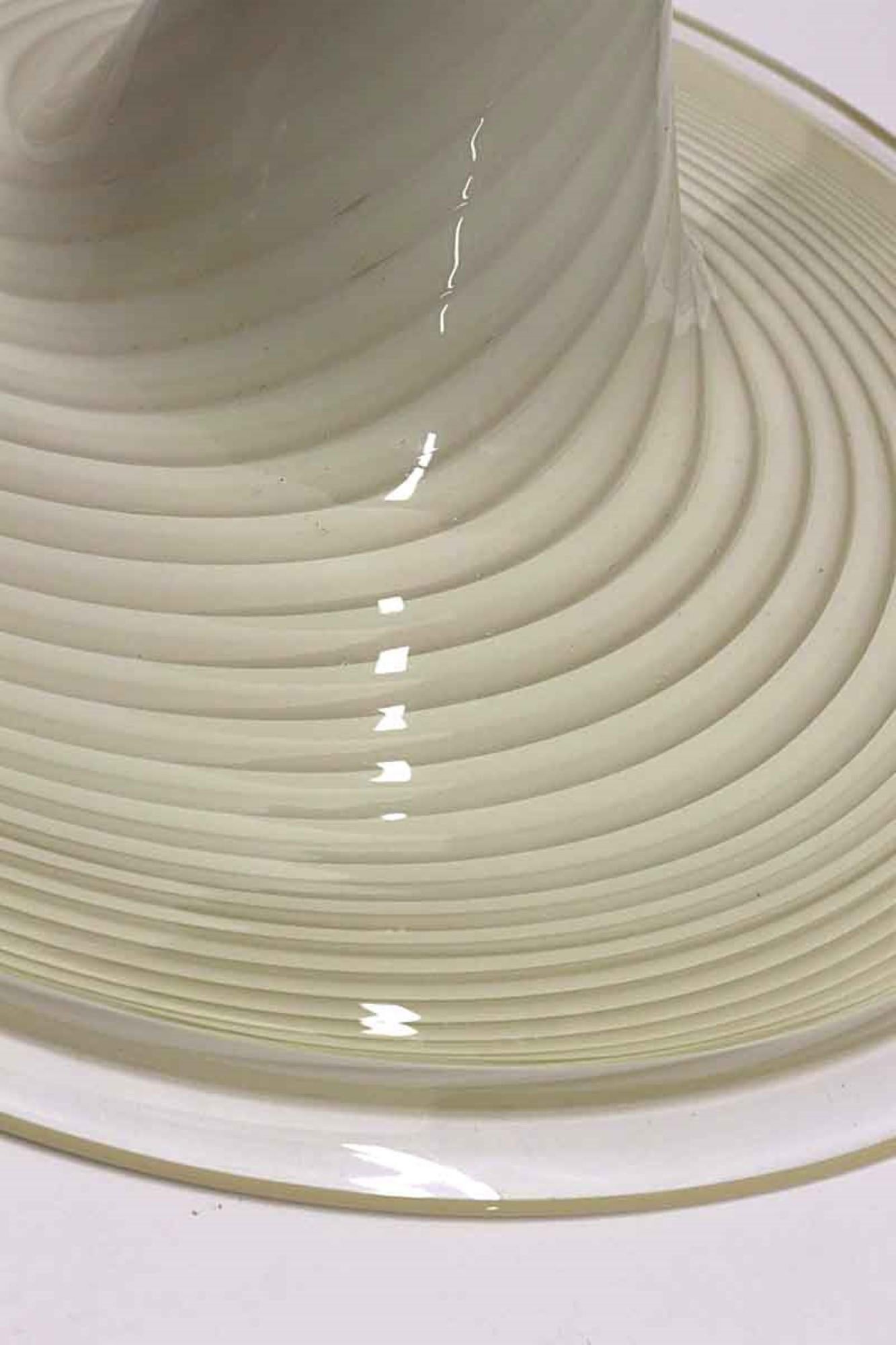 1980s Italian Hand Blown Murano Glass Pendant Light Shade, Vanilla Swirl In Good Condition In New York, NY