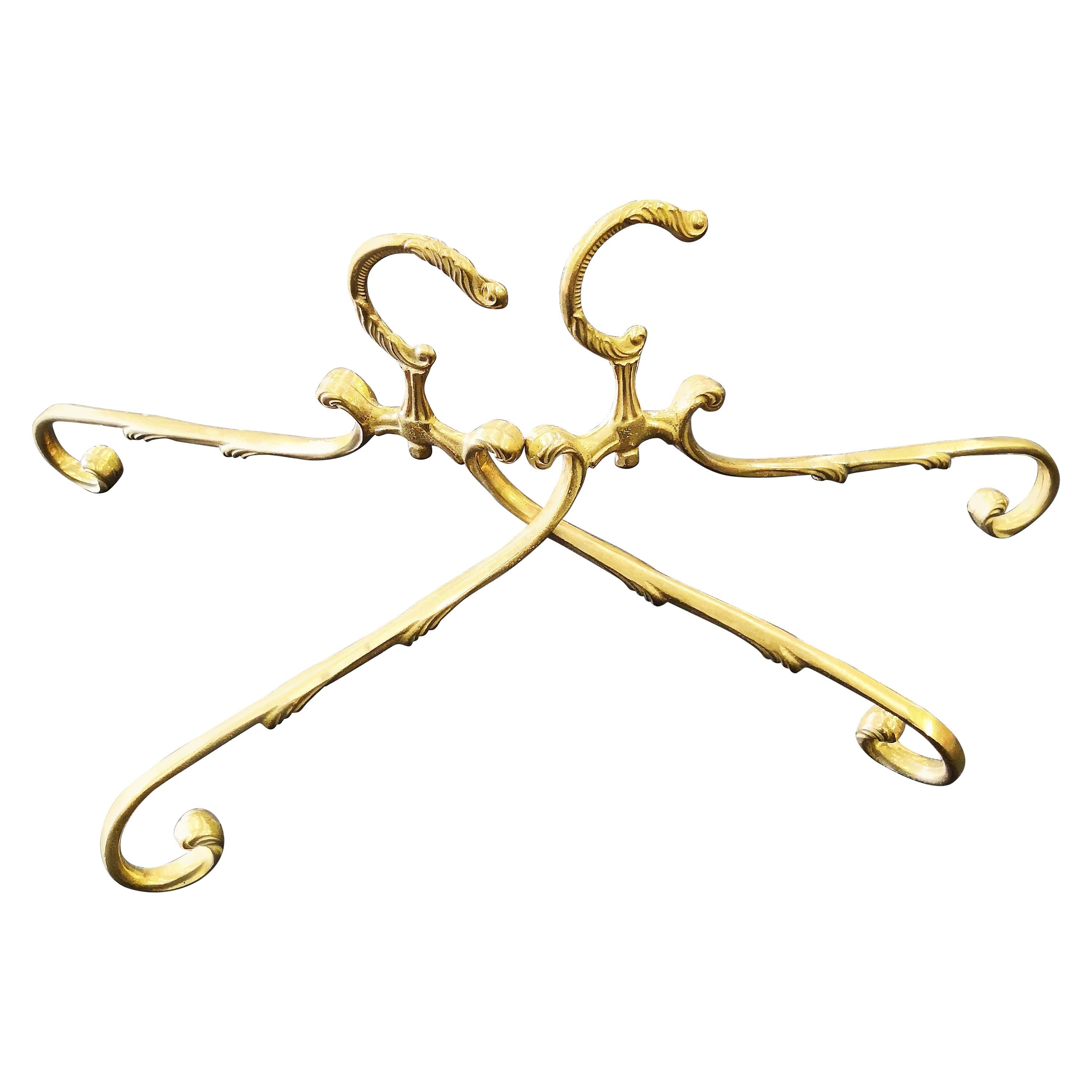 1980s Italian Hollywood Regency Neoclassical Solid Brass Coat Hangers