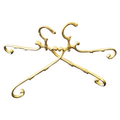 Retro 1980s Italian Hollywood Regency Neoclassical Solid Brass Coat Hangers