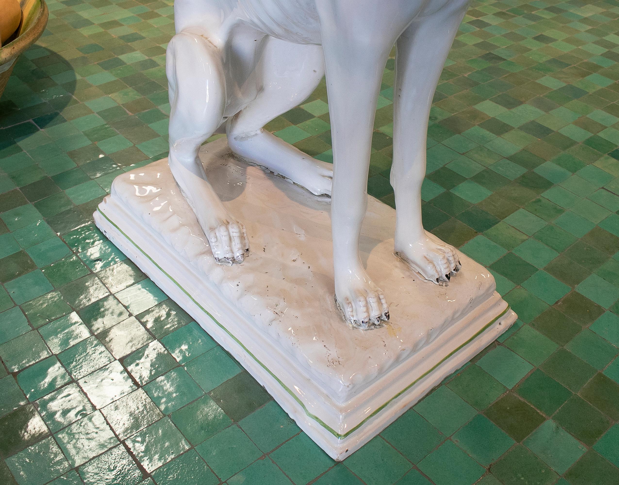 1980s Italian Hunting Dog White Glazed Ceramic Table Figure 7