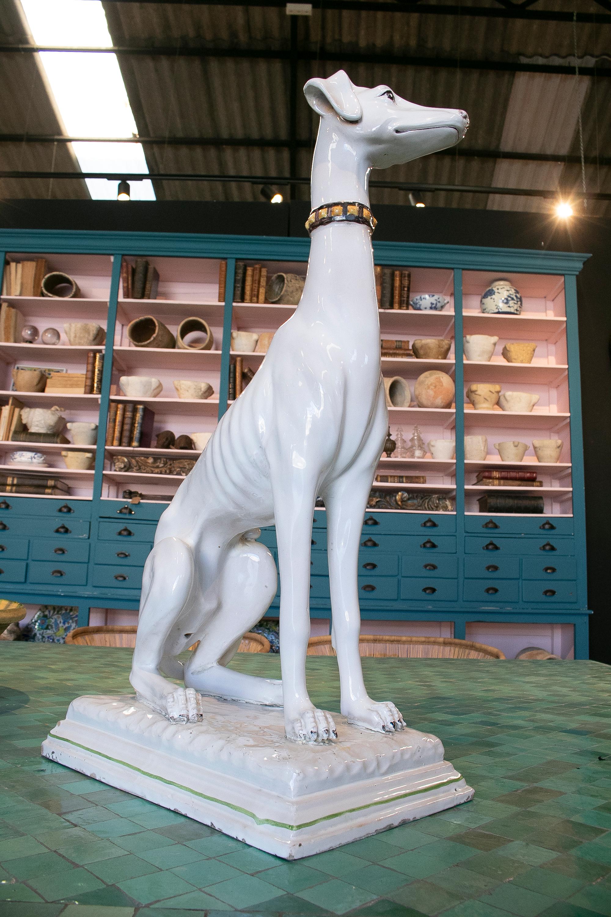 1980s Italian Hunting Dog White Glazed Ceramic Table Figure 9