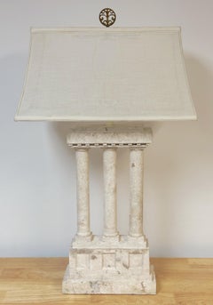 1980s Italian Large-Scale Coral/Coquina Stone Architectural Style Lamp