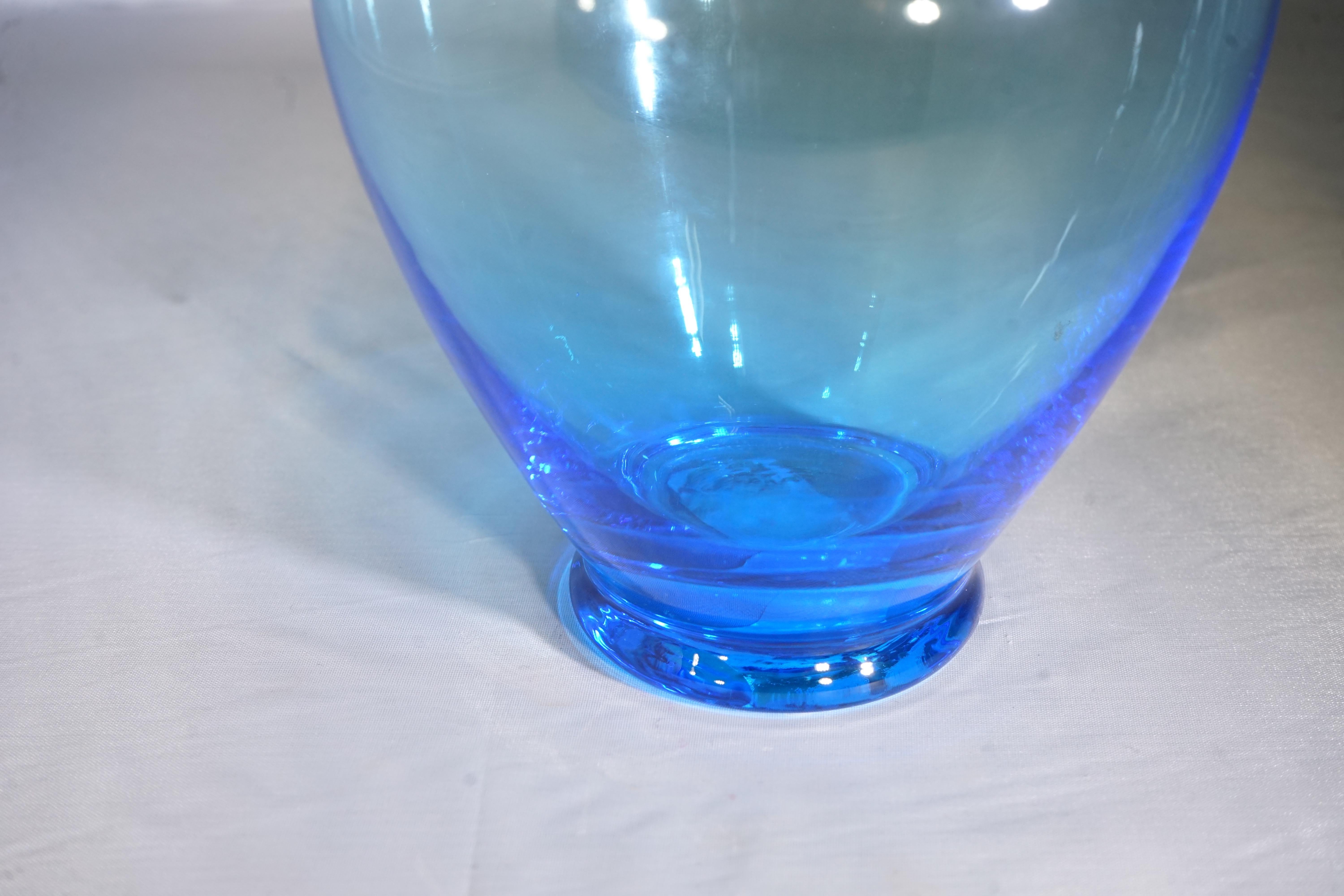 Late 20th Century 1980s Italian Light Blue Murano Glass Vase