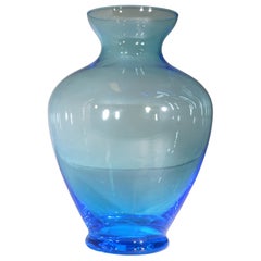 1980s Italian Light Blue Murano Glass Vase