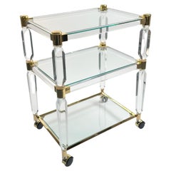 1980s Italian Lucite and Gold-Plated Bar Cart
