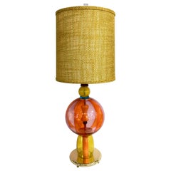 1980s Italian Memphis Inspired Orange Yellow Murano Glass Postmodern Lamp