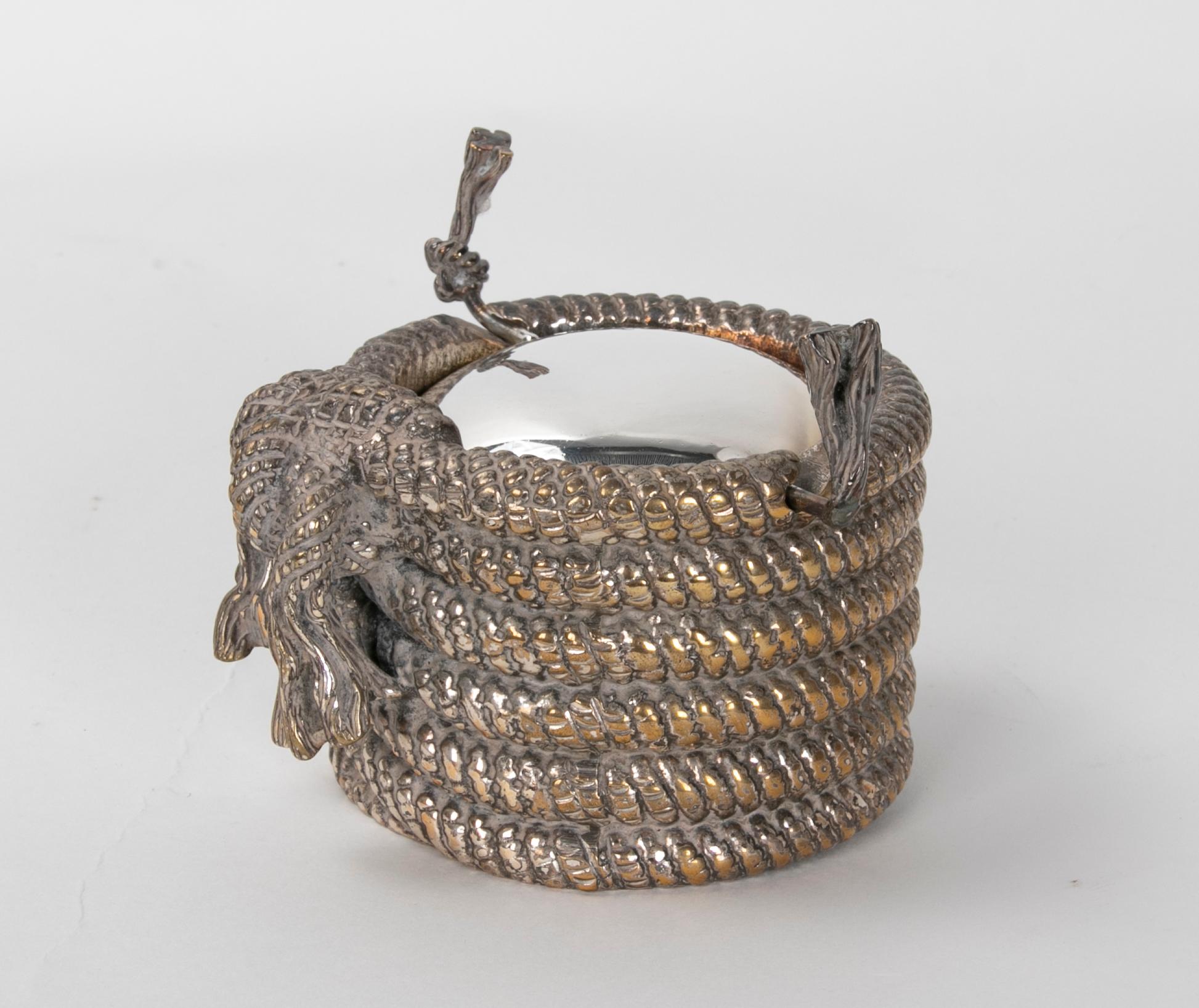 1980s Italian Metal Ashtray in the Form of a Rope For Sale 3
