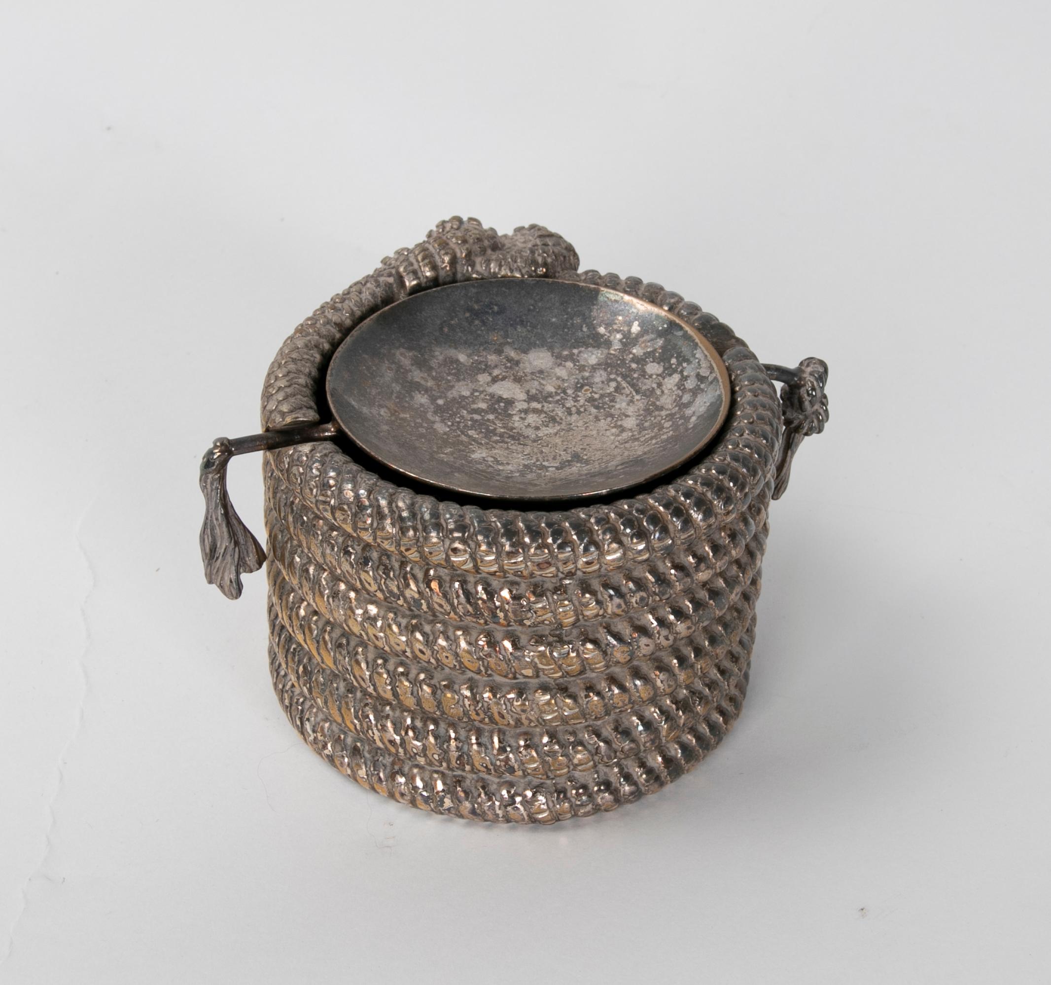 1980s Italian Metal Ashtray in The Form of A Rope.