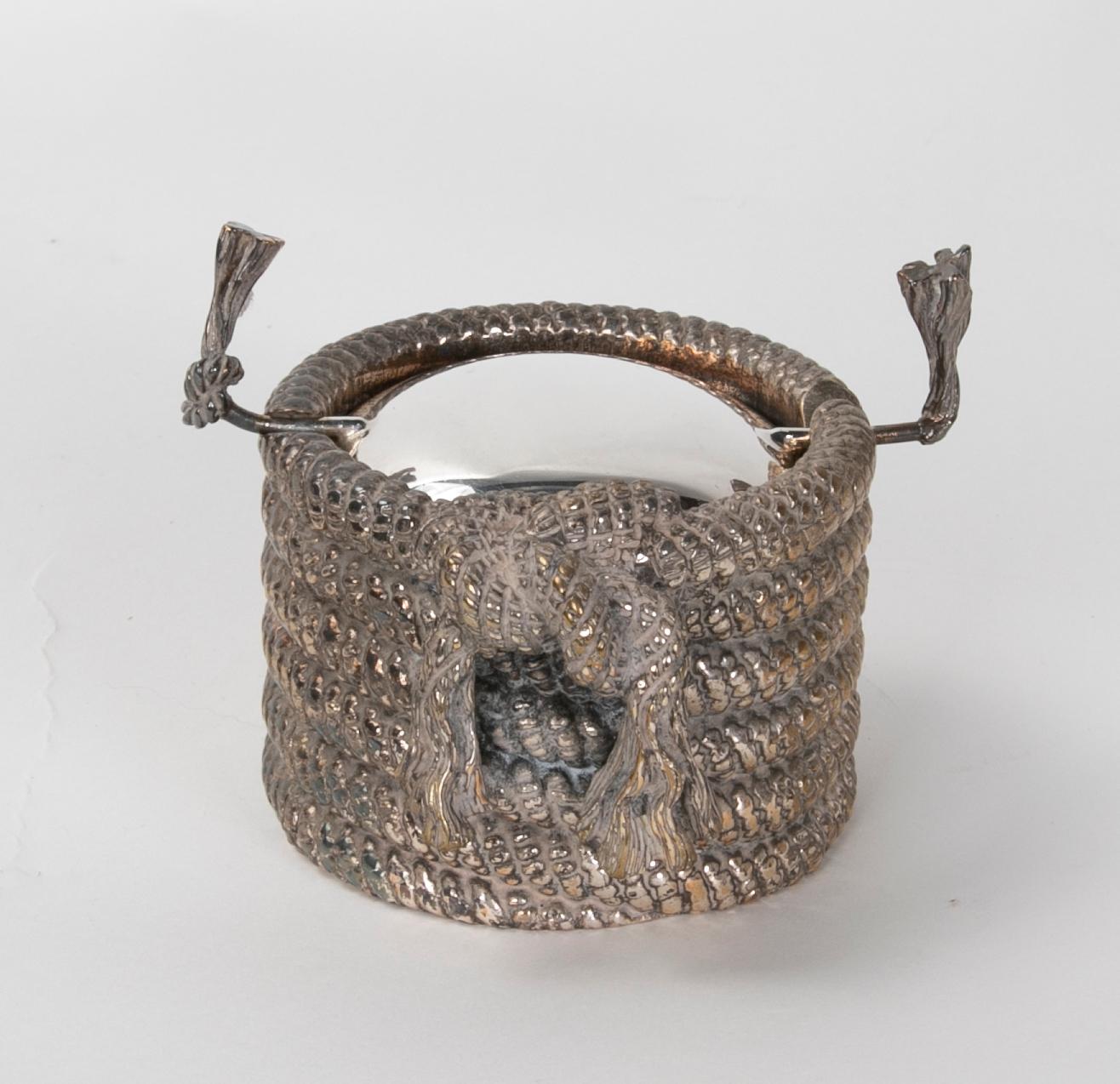 1980s Italian Metal Ashtray in the Form of a Rope For Sale 1
