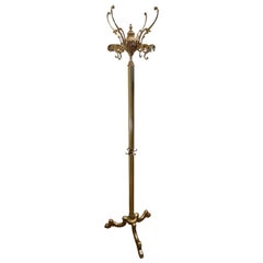 Vintage 1980s Italian Midcentury Hollywood Regency Neoclassical Brass Floor Coat Hanger