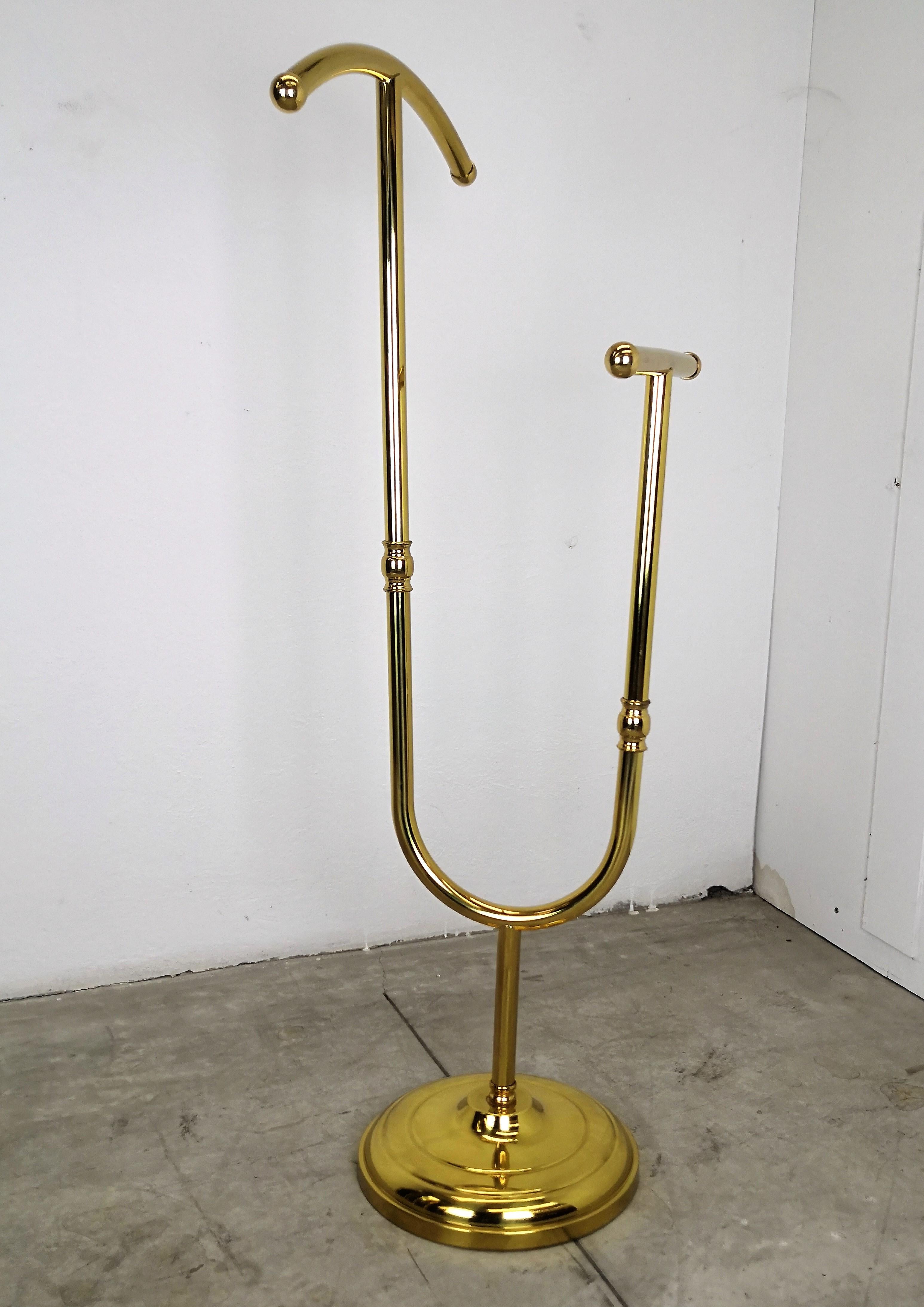 20th Century 1980s Italian Midcentury Hollywood Regency Neoclassical Brass Valet Stand
