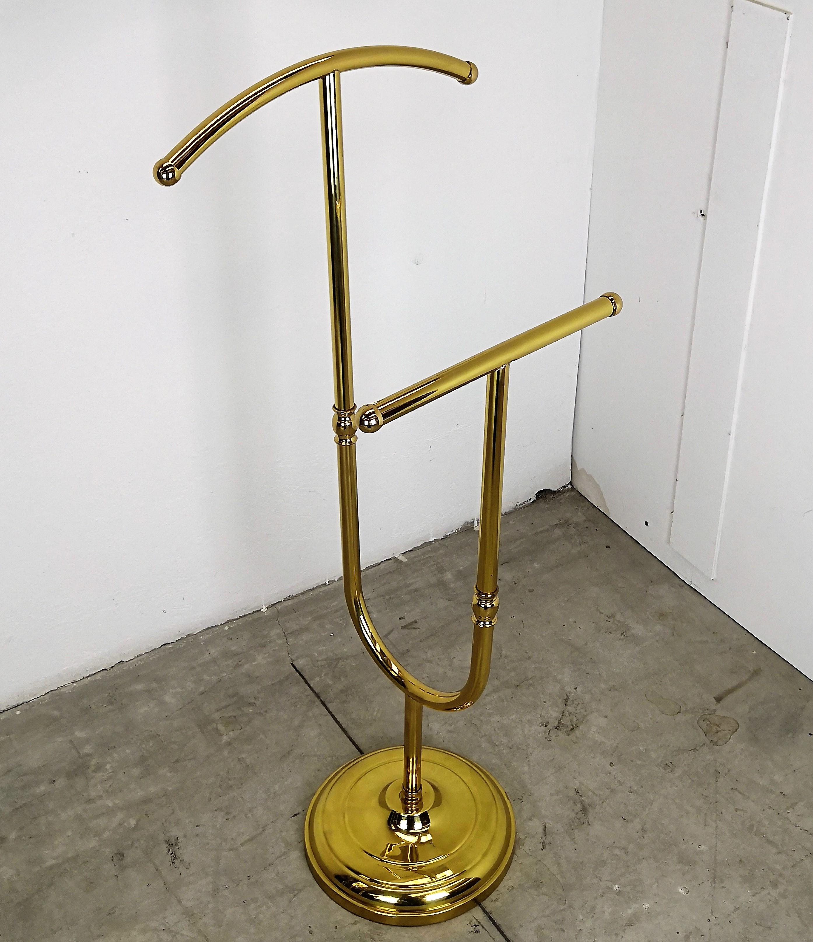 1980s Italian Midcentury Hollywood Regency Neoclassical Brass Valet Stand 2