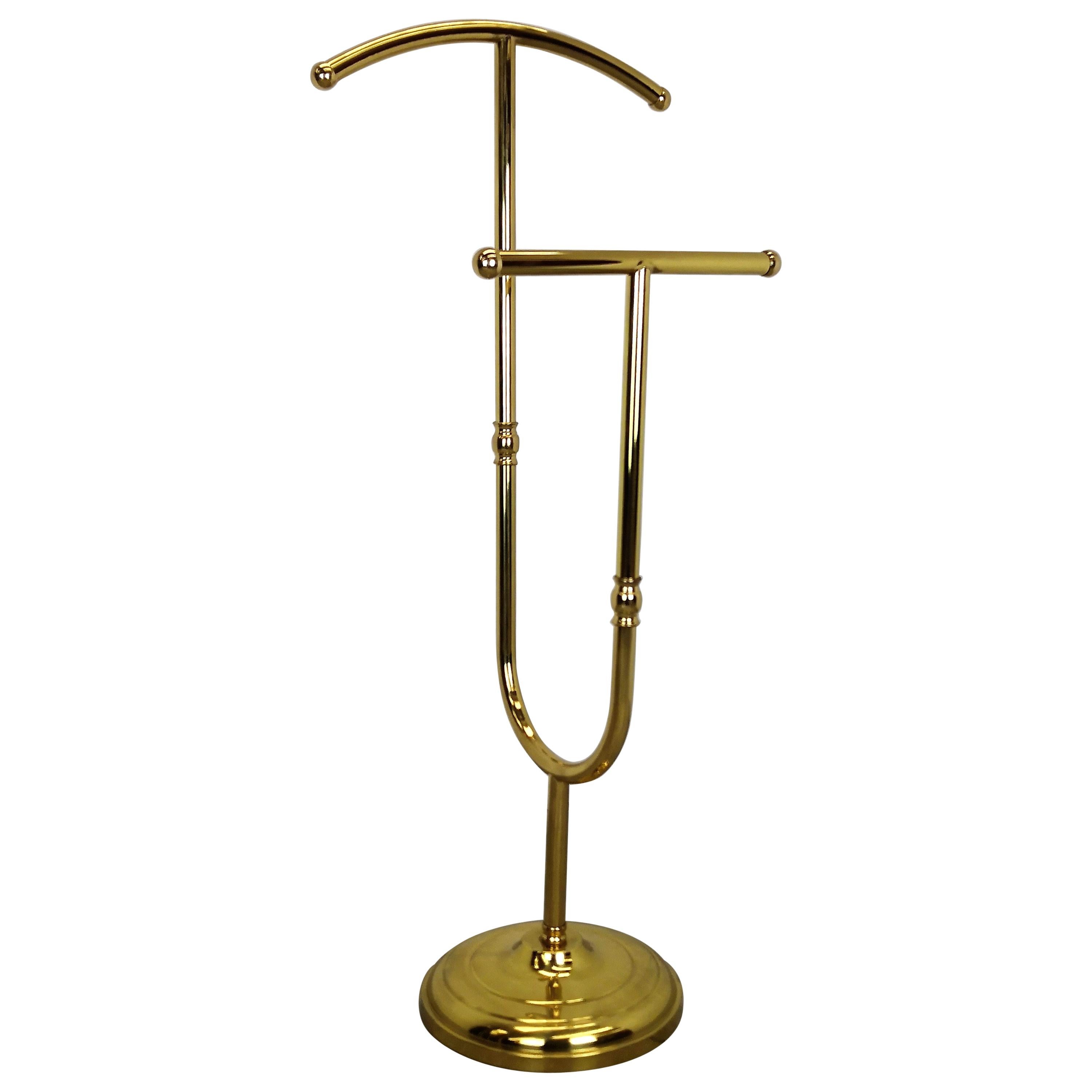 1980s Italian Midcentury Hollywood Regency Neoclassical Brass Valet Stand