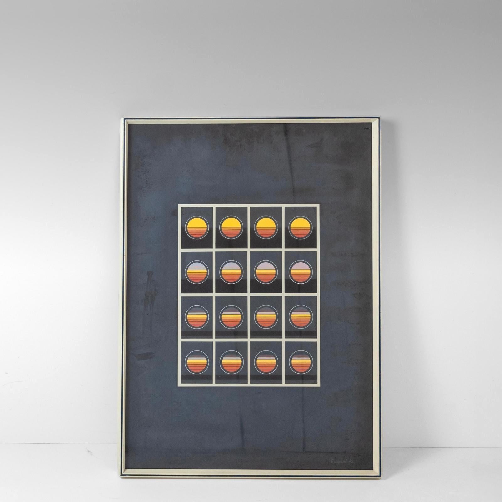 Verre Affiche lithographique d'art moderne italien des années 1980 créée par Angela Trapani en vente