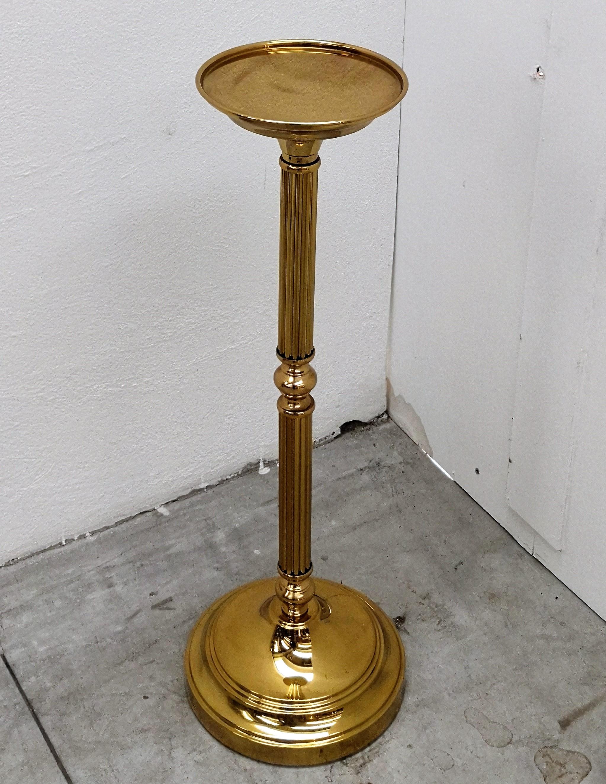Hollywood Regency 1980s Italian Modern Regency Neoclassical Brass Pedestal, Flower Pot Stand