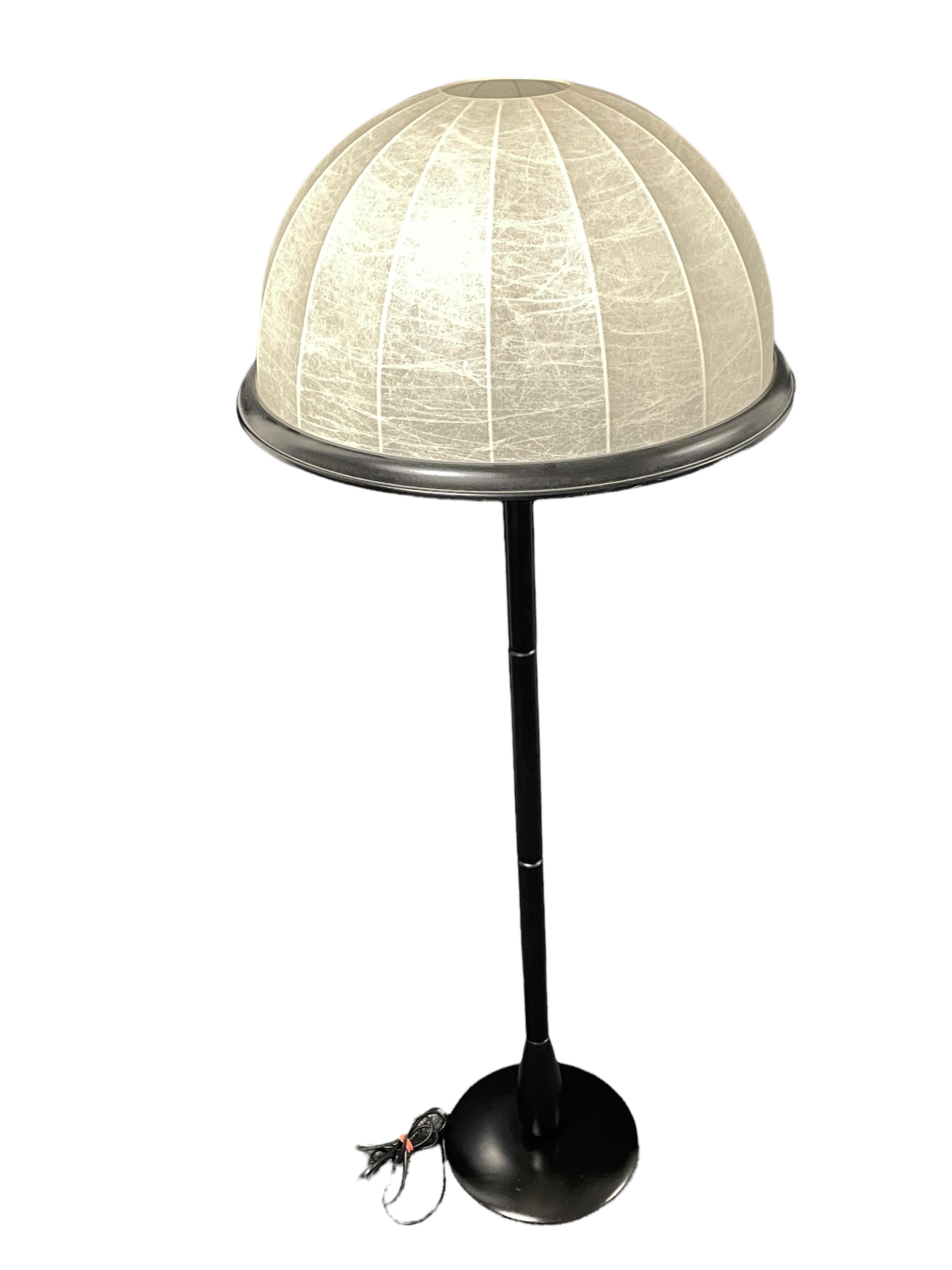 Metal 1980s, Italian Modern Wood and Cocoon Shade Floor Lamp For Sale