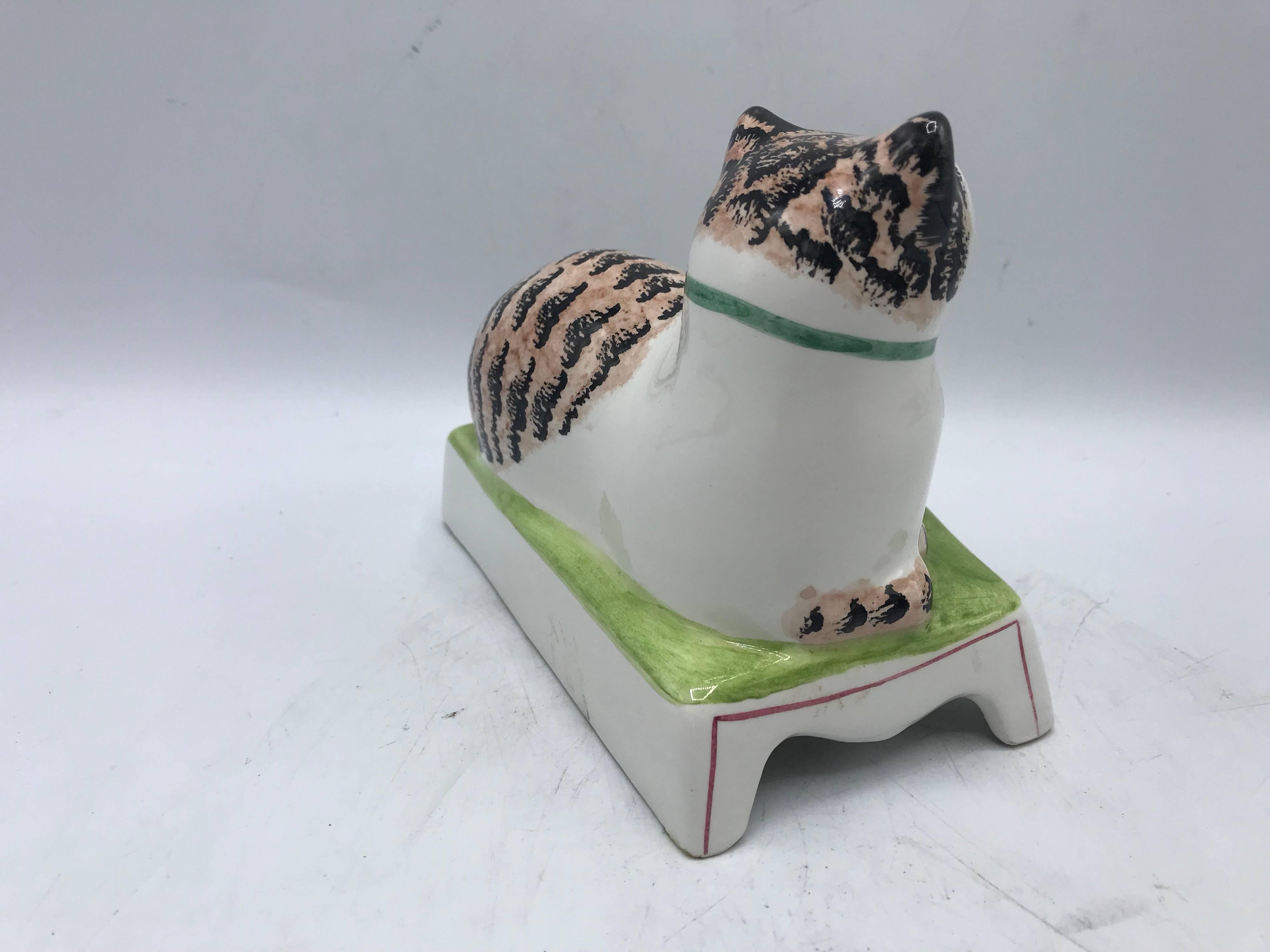 Hand-Painted 1980s Italian Mottahedeh Cat Sculpture