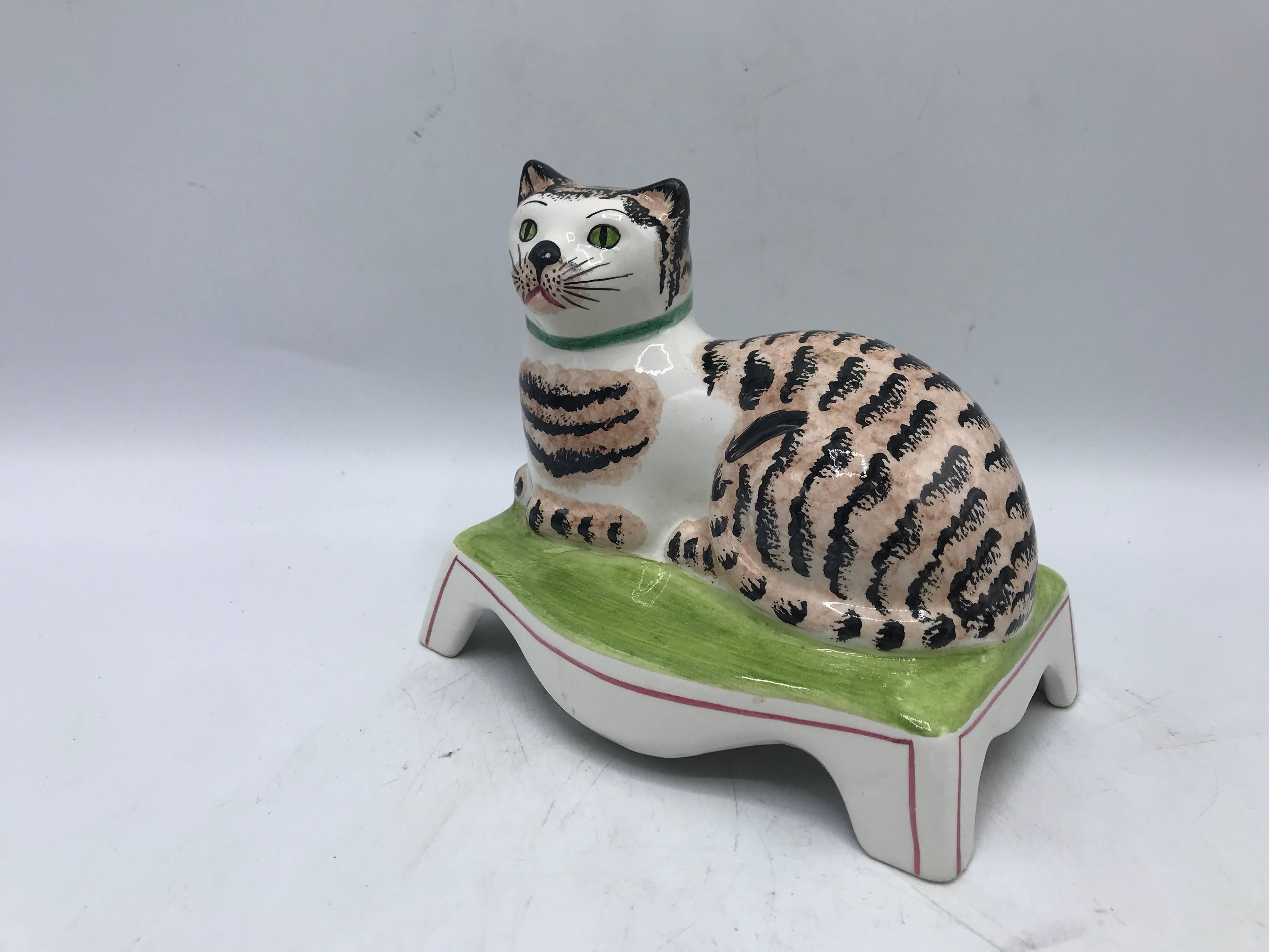 Ceramic 1980s Italian Mottahedeh Cat Sculpture
