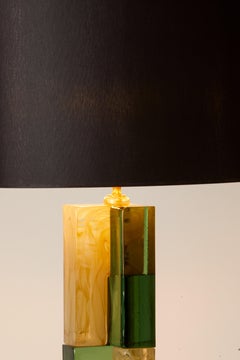 1980s Italian Murano Glass Green And Ivory Lamp