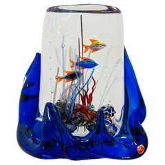Vintage 1980s Italian Murano Handblown Glass Fish Aquarium by Glass Studio Murano