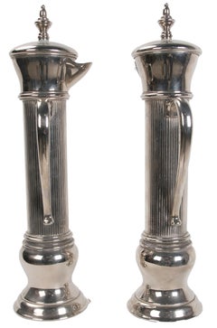 Italienische versilberte Pfefferstreuer aus Metall, 1980er Jahre, Paar