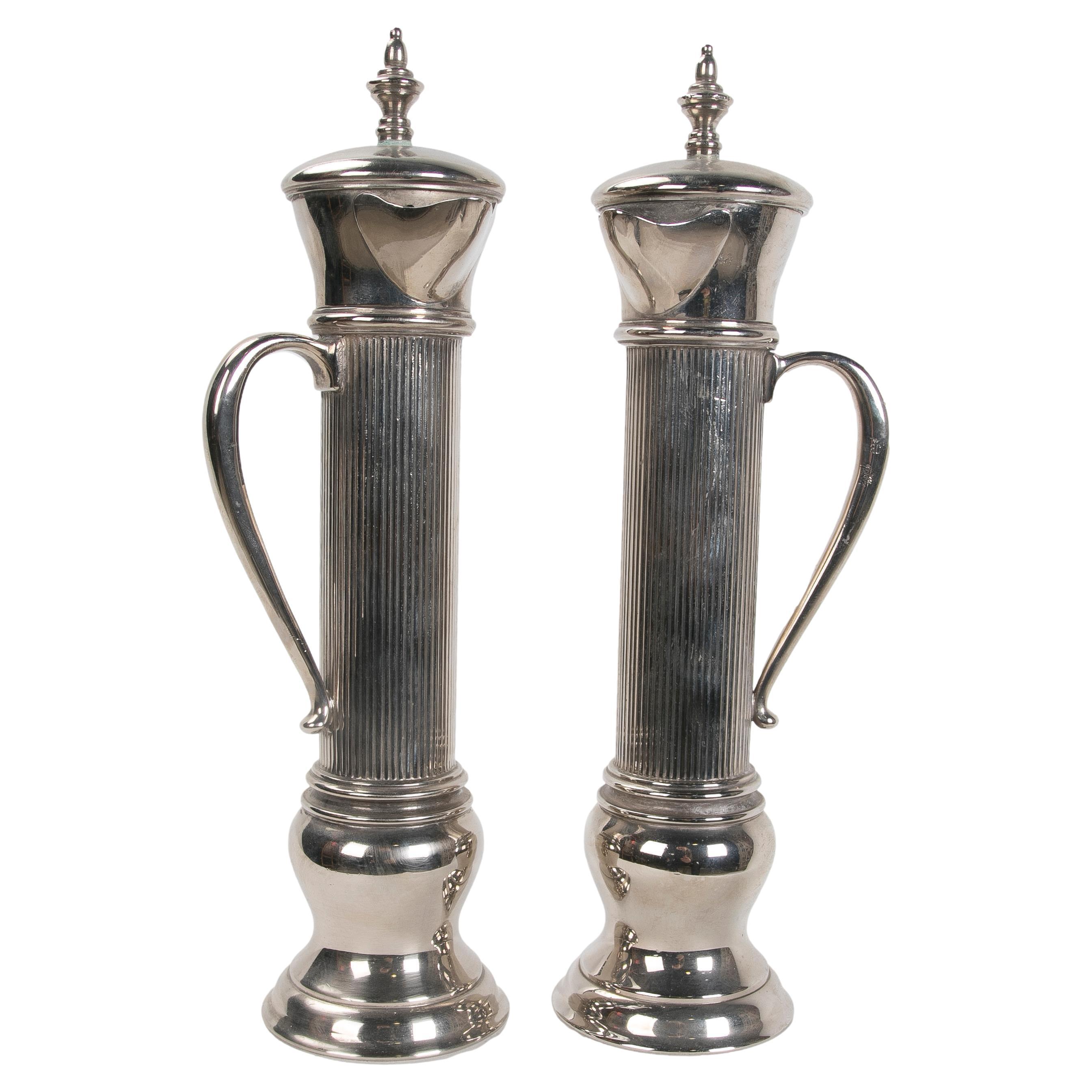 1980s Italian Pair of Silver Plated Metal Pepper Pots