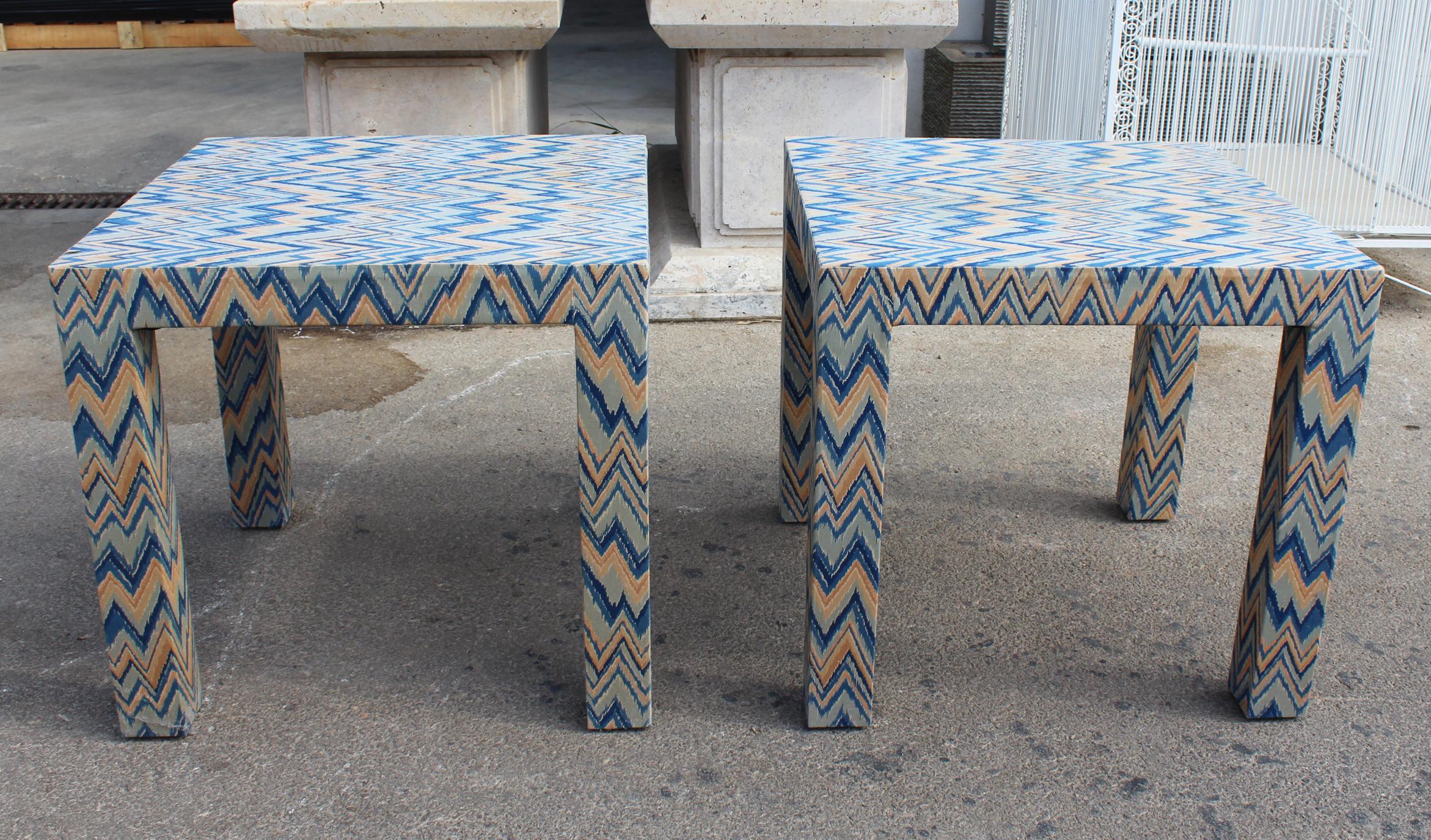 20th Century 1980s Italian Pair of Upholstered Side Tables
