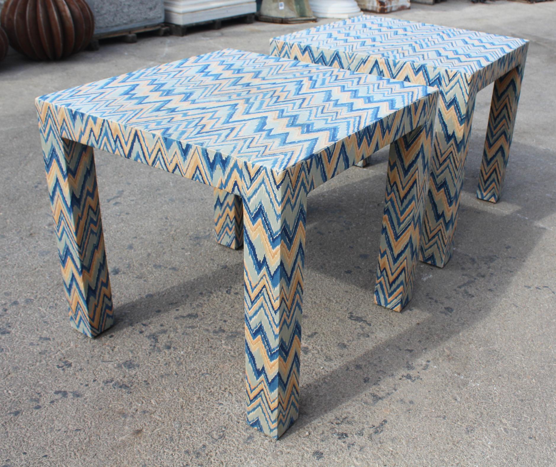 1980s Italian Pair of Upholstered Side Tables 2