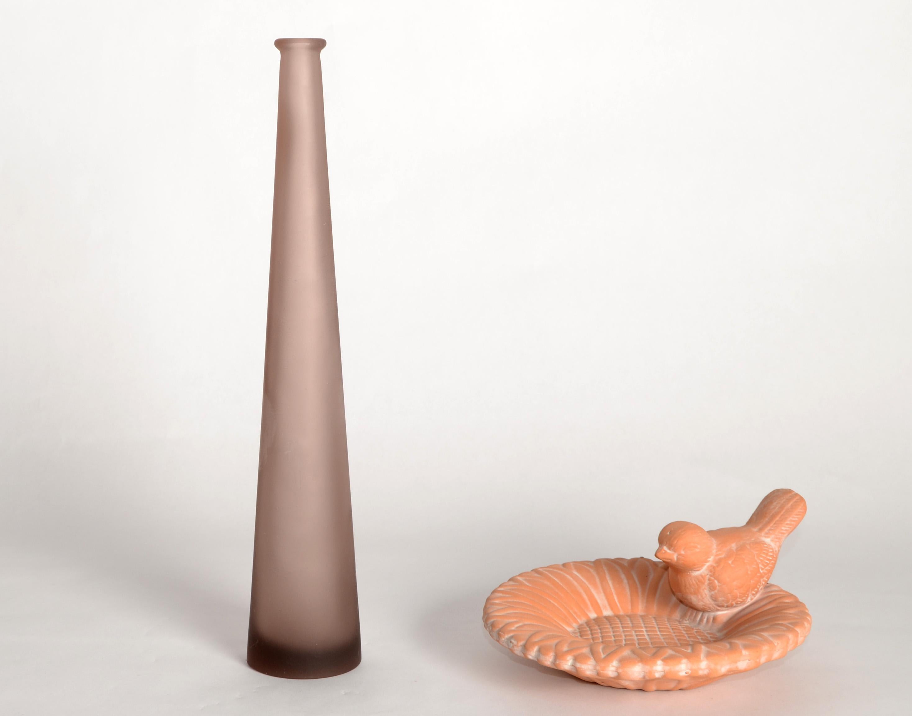 Vaso di vetro a forma di grano Scavo, lavanda pallida, anni '80, italiano, Mid-Century Modern in vendita 2