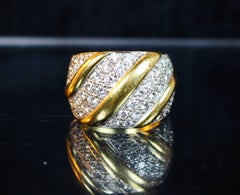 1980s Italian Pave Diamond in 18K yellow and white gold Ring