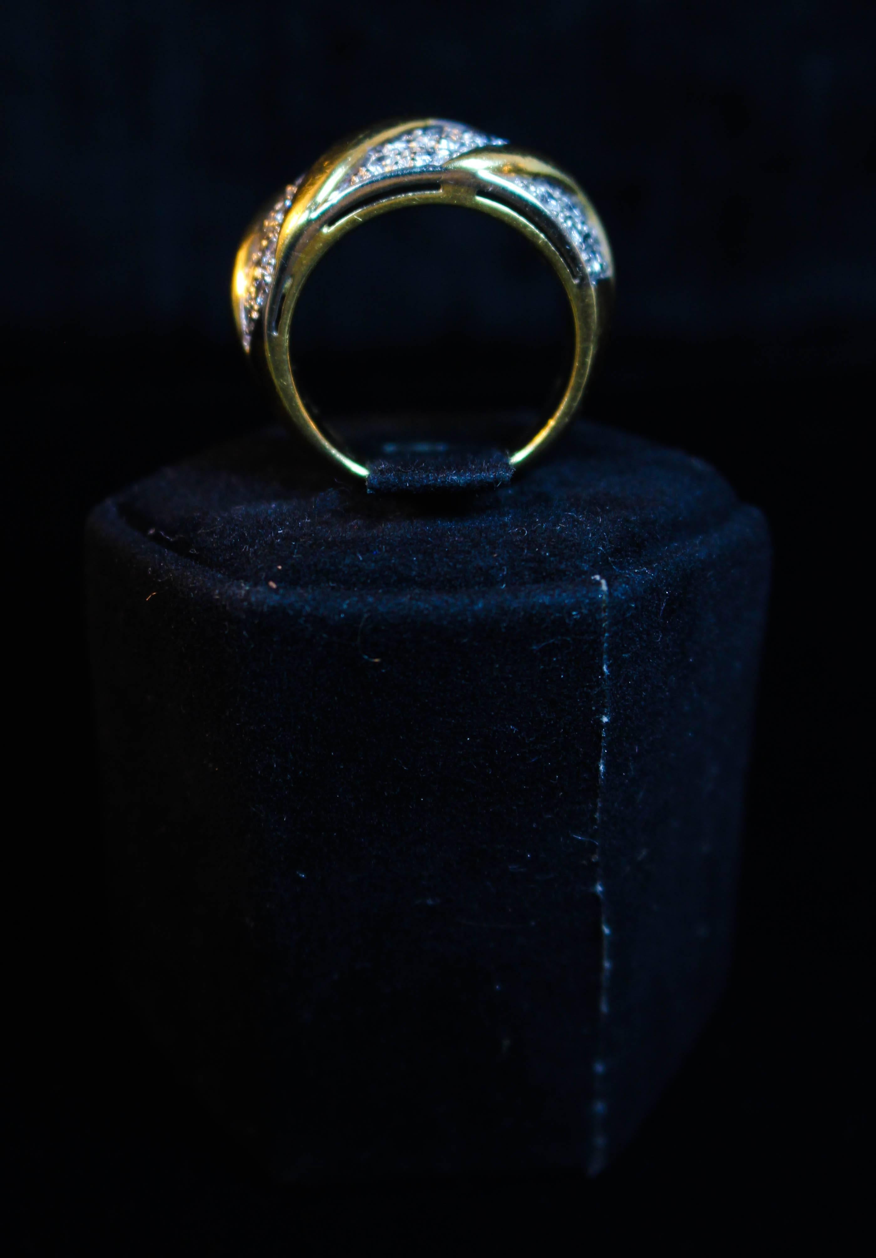 1980s Italian Pave Diamond in 18K yellow and white gold Ring For Sale 1