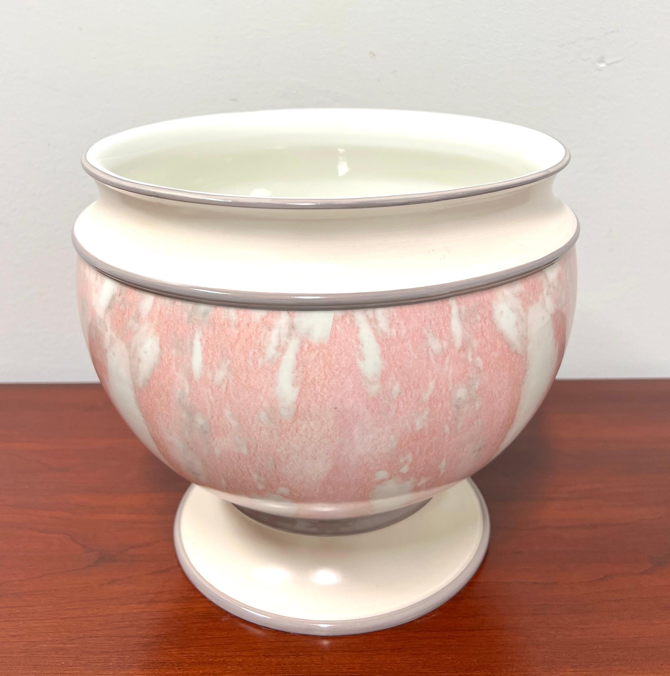 20th Century 1980's Italian Porcelain Large Footed Centerpiece Bowl For Sale