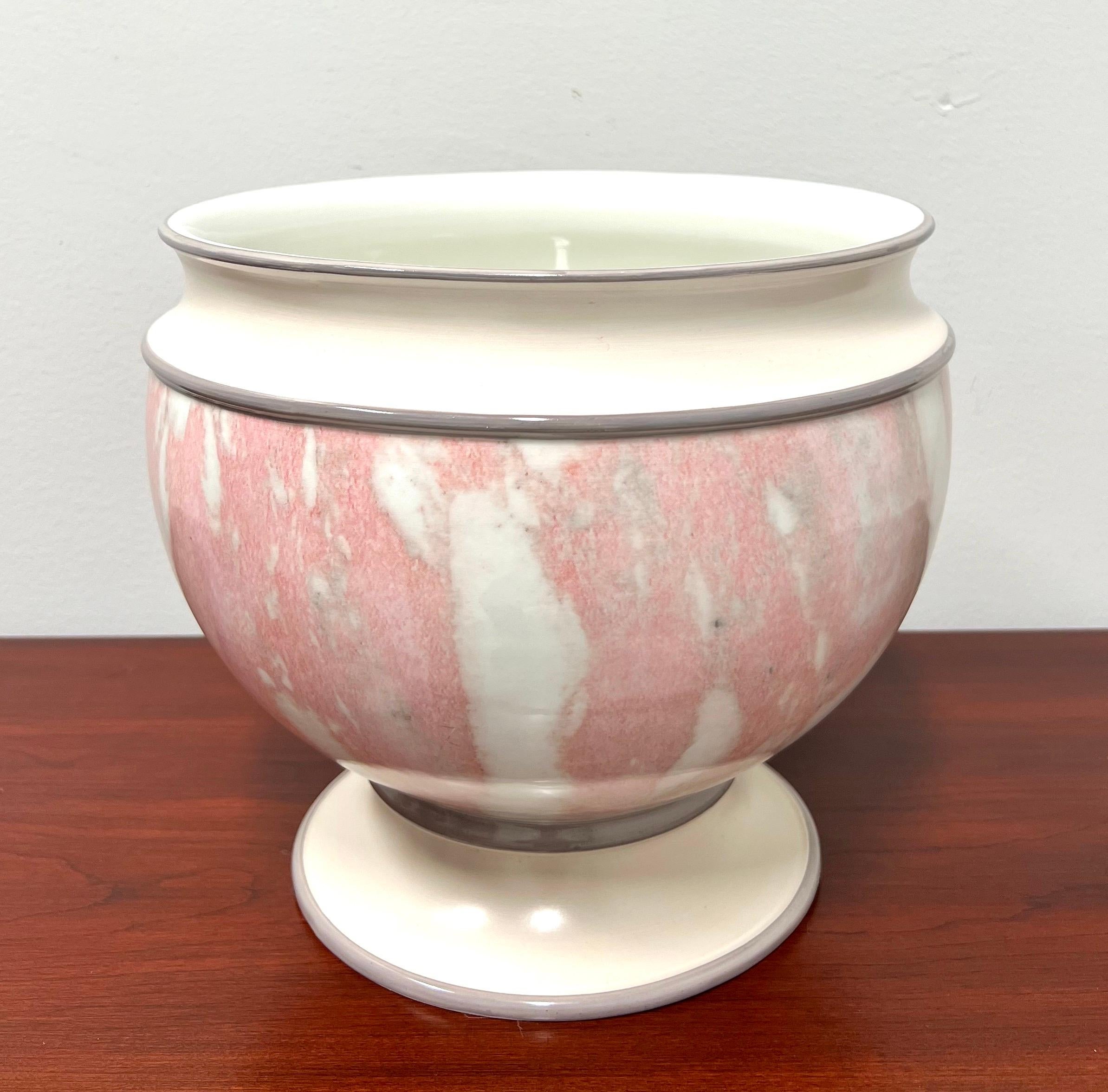 1980's Italian Porcelain Large Footed Centerpiece Bowl For Sale 2