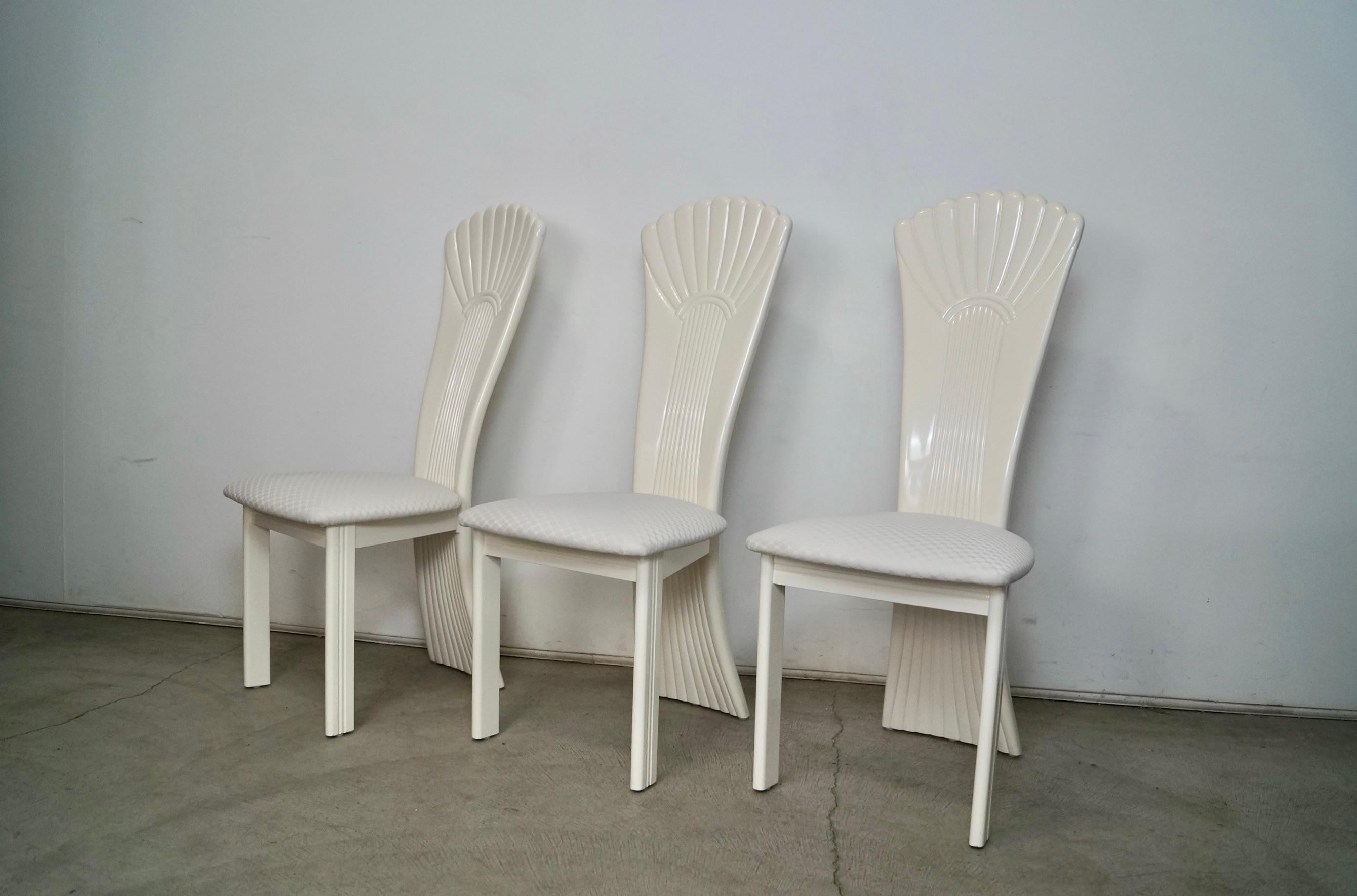 Hollywood Regency 1980's Italian Postmodern Art Deco Najarian Dining Chairs - Set of 3 For Sale