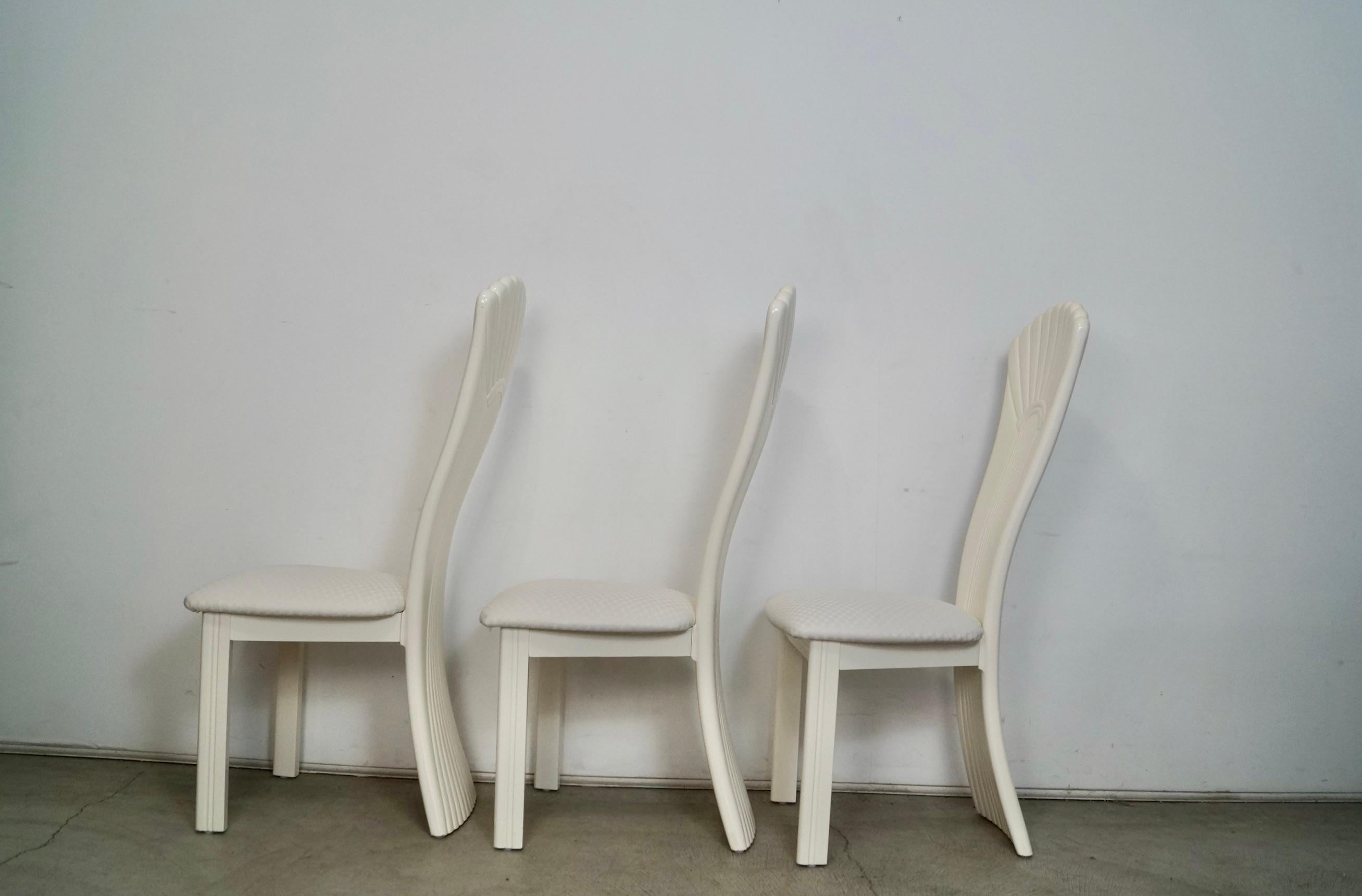 Lacquered 1980's Italian Postmodern Art Deco Najarian Dining Chairs - Set of 3 For Sale