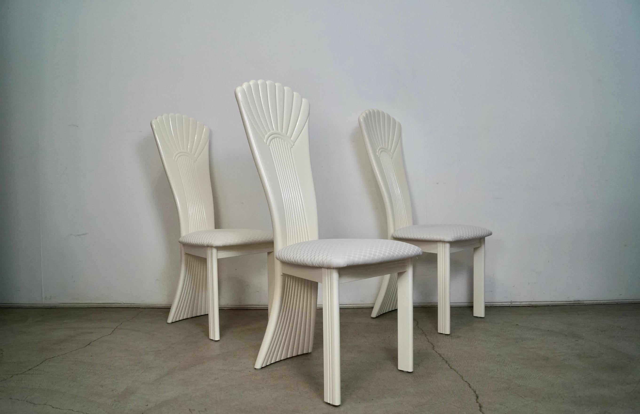 Wood 1980's Italian Postmodern Art Deco Najarian Dining Chairs - Set of 3 For Sale