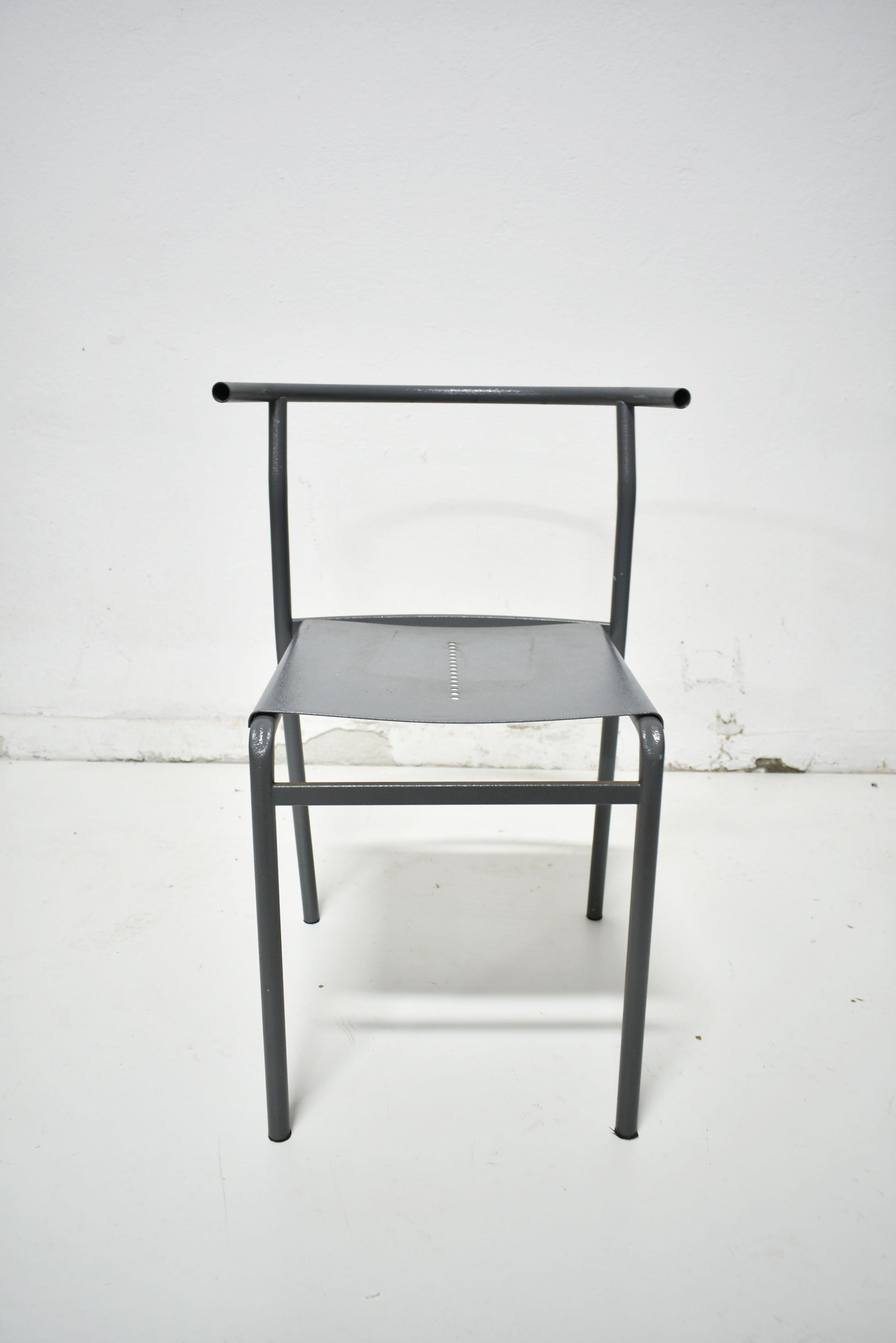 Post-Modern 1980s, Italian Postmodern Metal Cafè Chair, Attributed to Philippe Starck