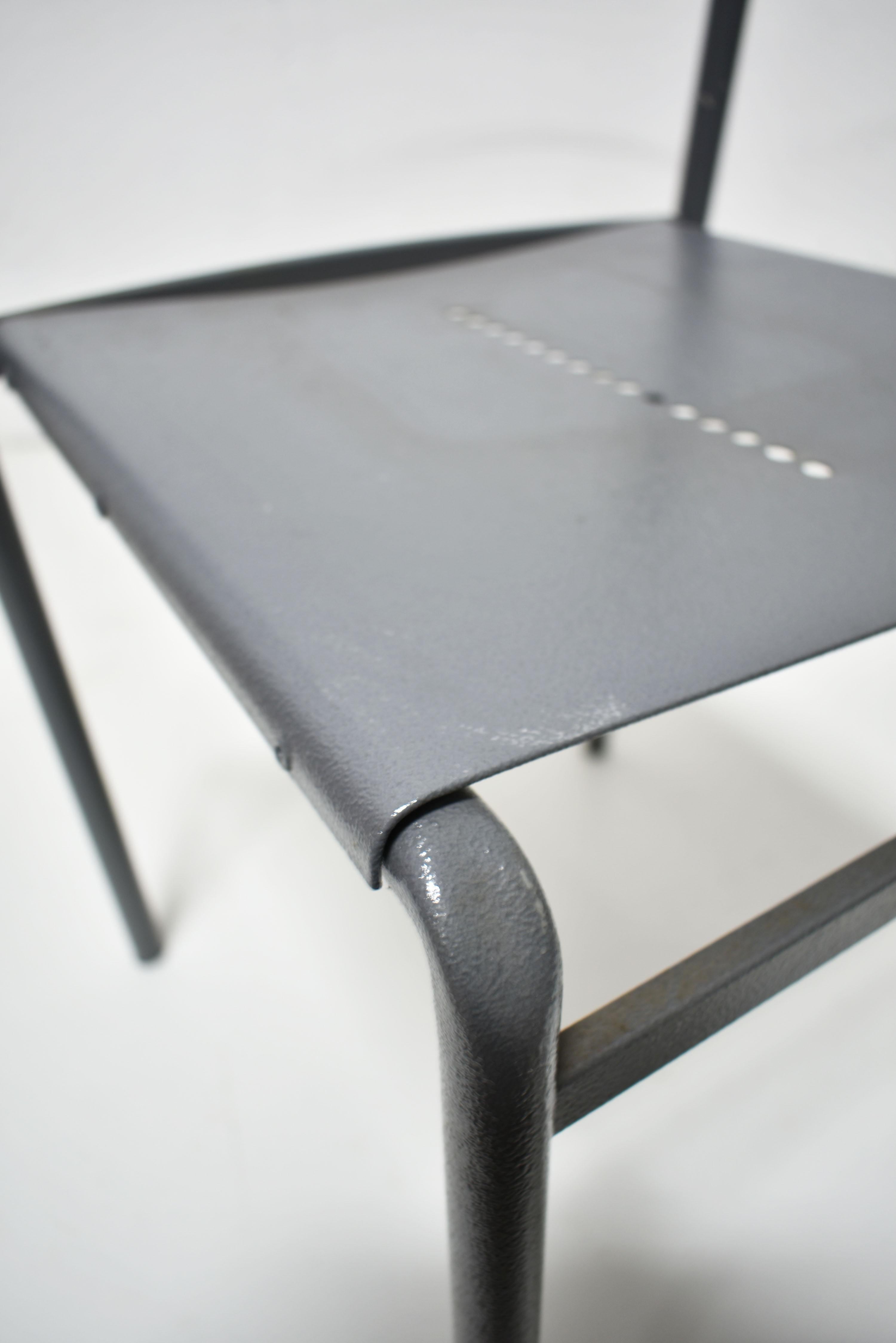Lacquered 1980s, Italian Postmodern Metal Cafè Chair, Attributed to Philippe Starck