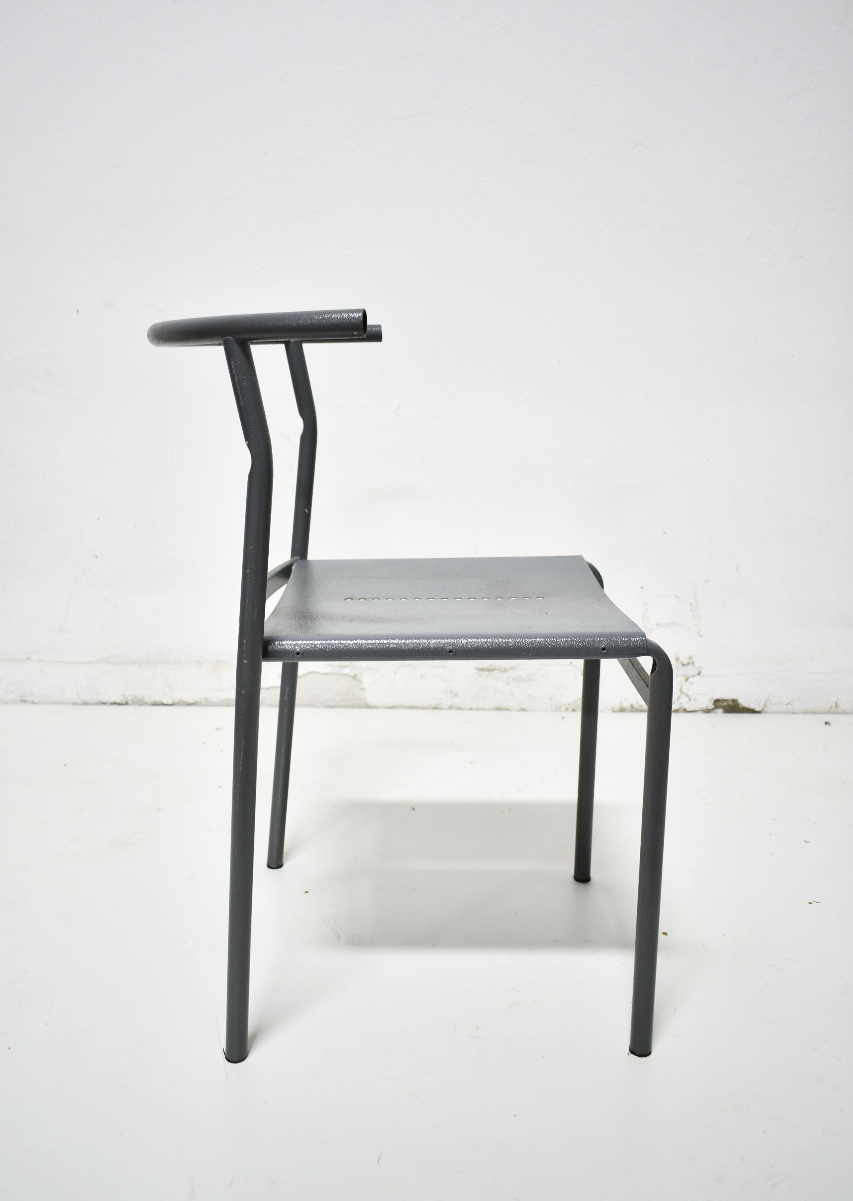 1980s, Italian Postmodern Metal Cafè Chair, Attributed to Philippe Starck In Good Condition In Zagreb, HR