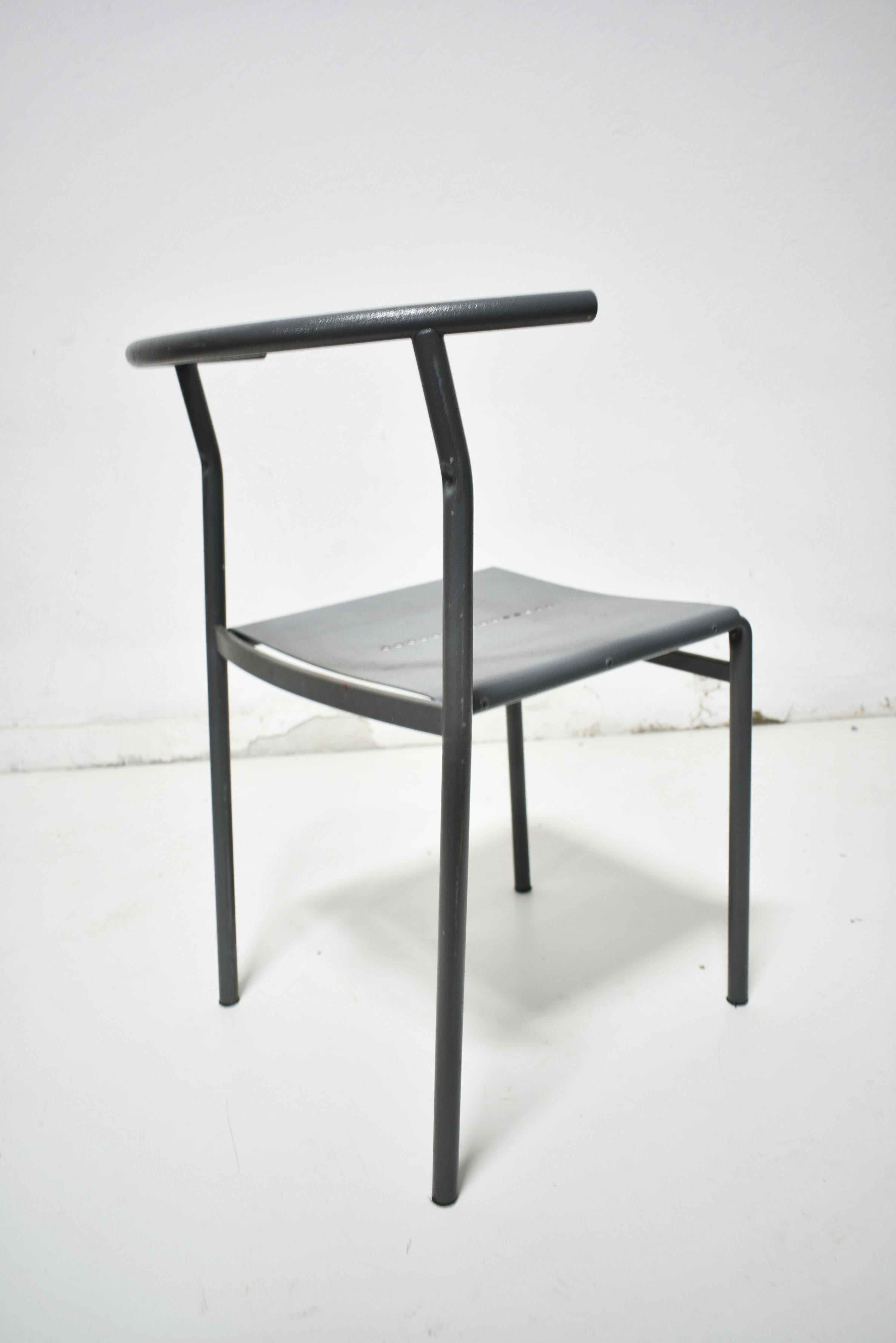 Late 20th Century 1980s, Italian Postmodern Metal Cafè Chair, Attributed to Philippe Starck