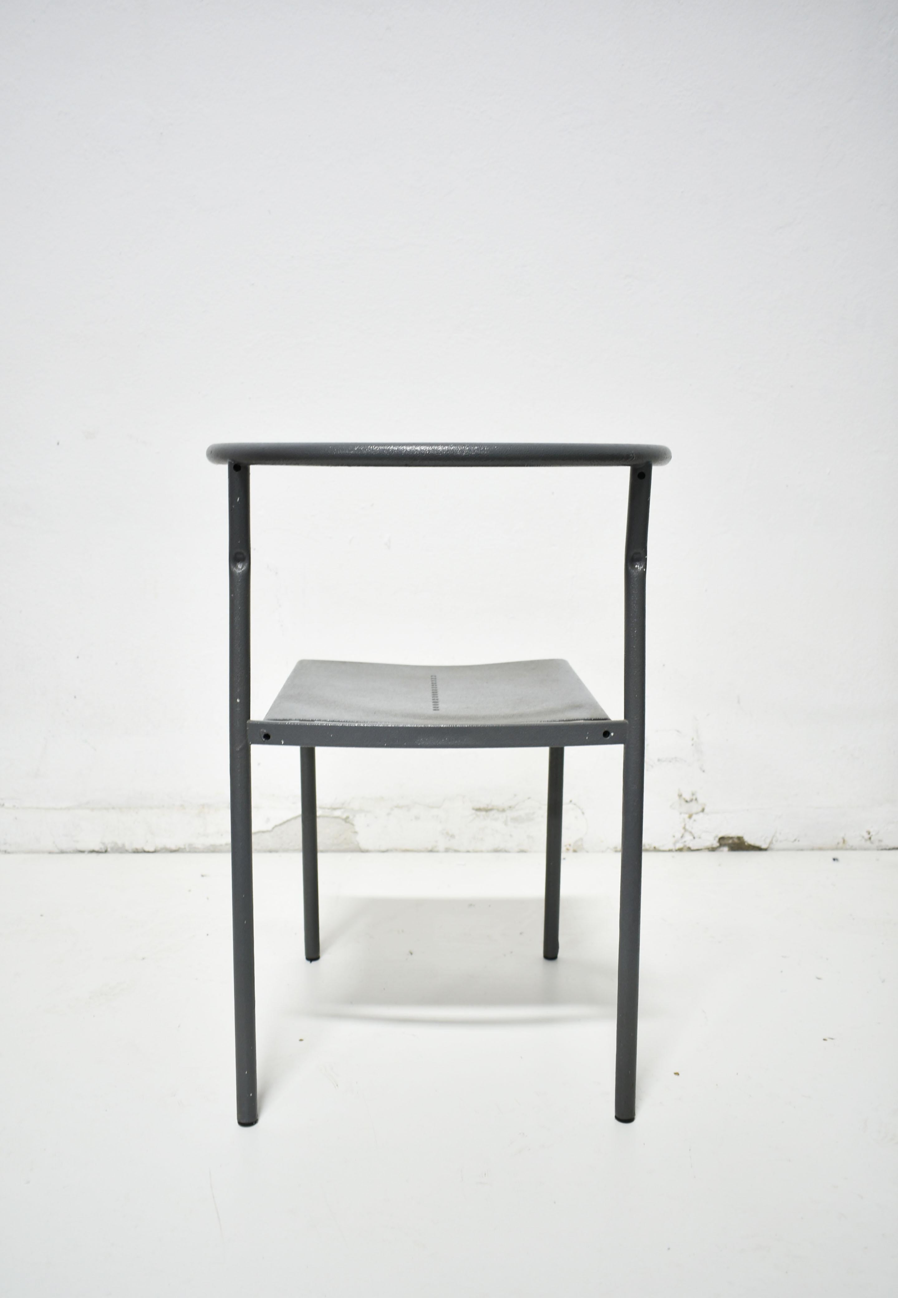 Steel 1980s, Italian Postmodern Metal Cafè Chair, Attributed to Philippe Starck