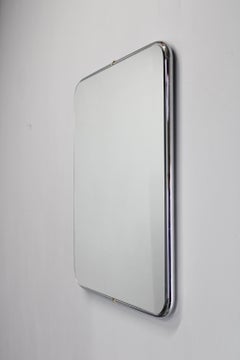 1980s Italian Rectangular Mirror in Tubular Chrome Plated Frame